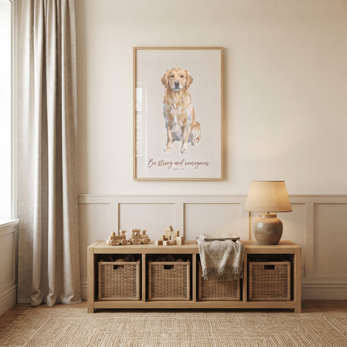 Courageous Bible Golden Retriever Wall Art - Faithful Golden Retriever