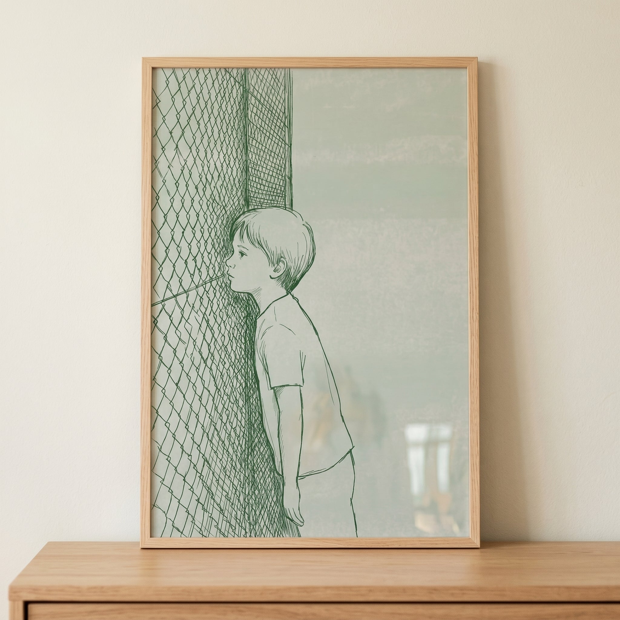 Courtside Peeking Boy Wall Art - Beyond The Wire