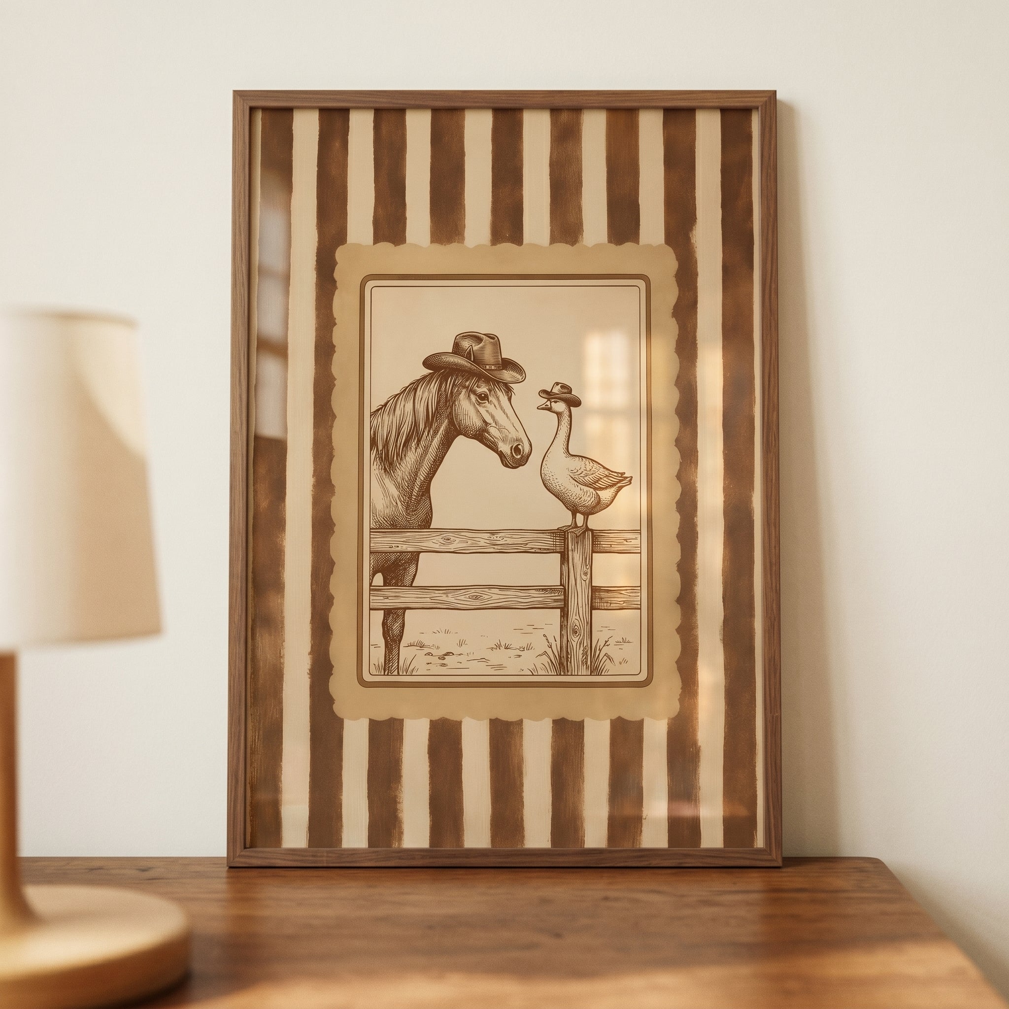 Cowboy Horse And Goose Wall Art - Fenceline Friends