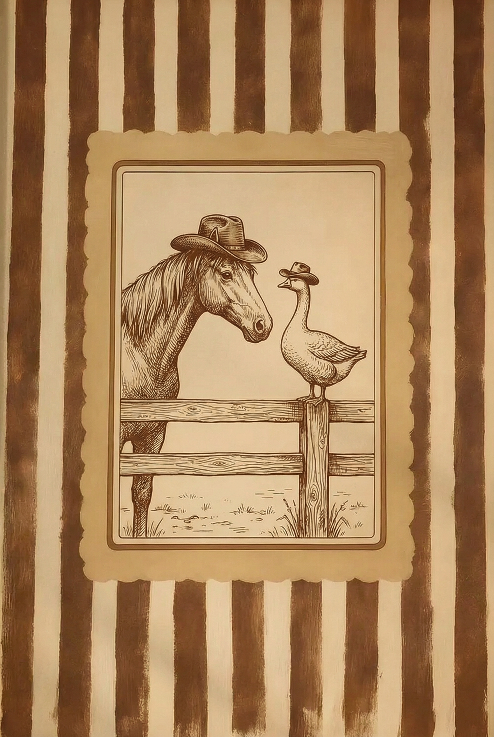 Cowboy Horse And Goose Wall Art - Fenceline Friends