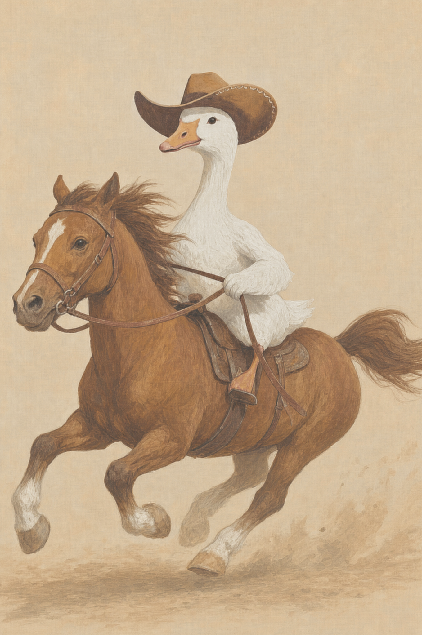 Cowboy Horse Riding Goose Wall Art - The Honking Cowboy