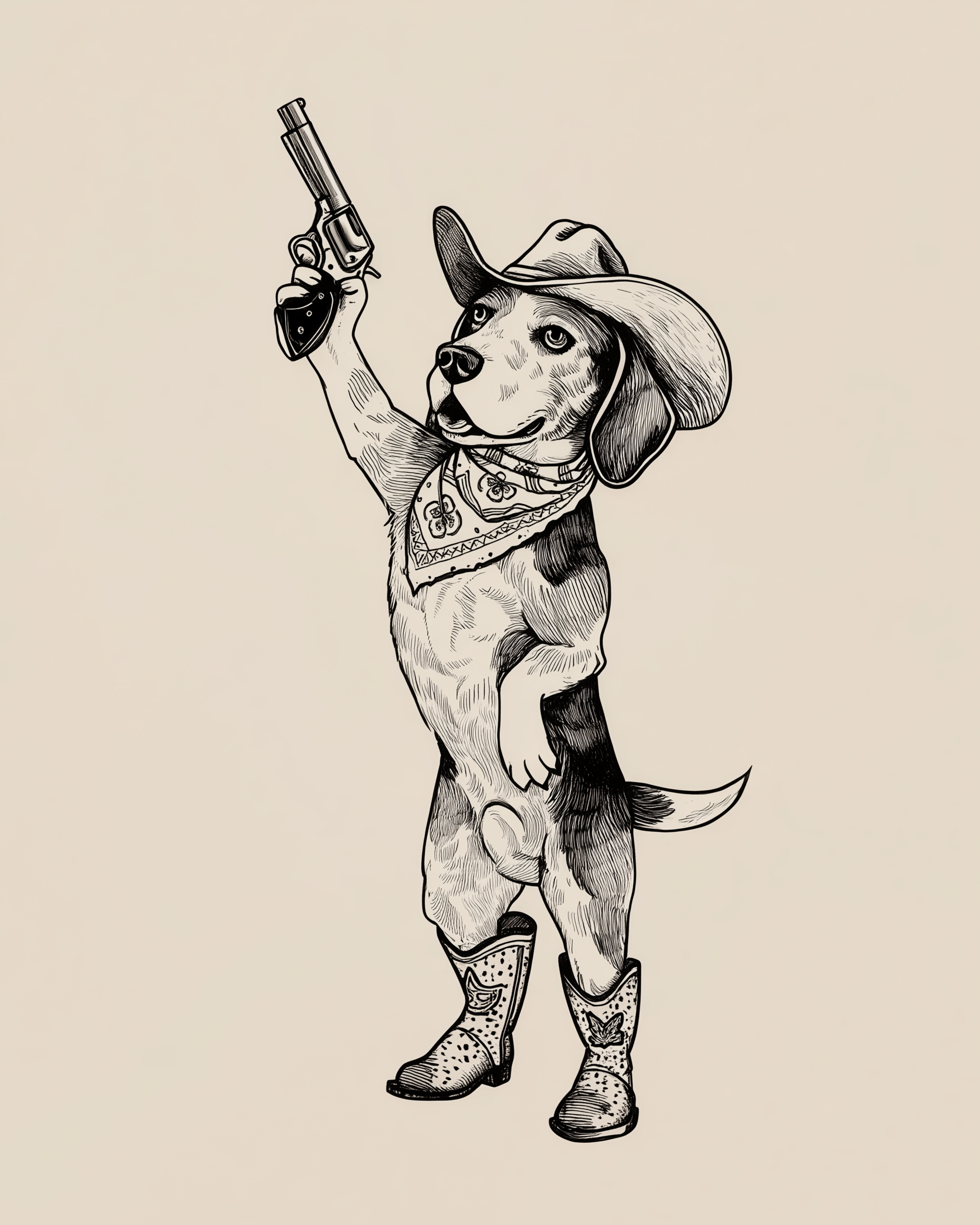 Canine Caballero - Cowboy Wall Art for Living Room, Bedroom or Office