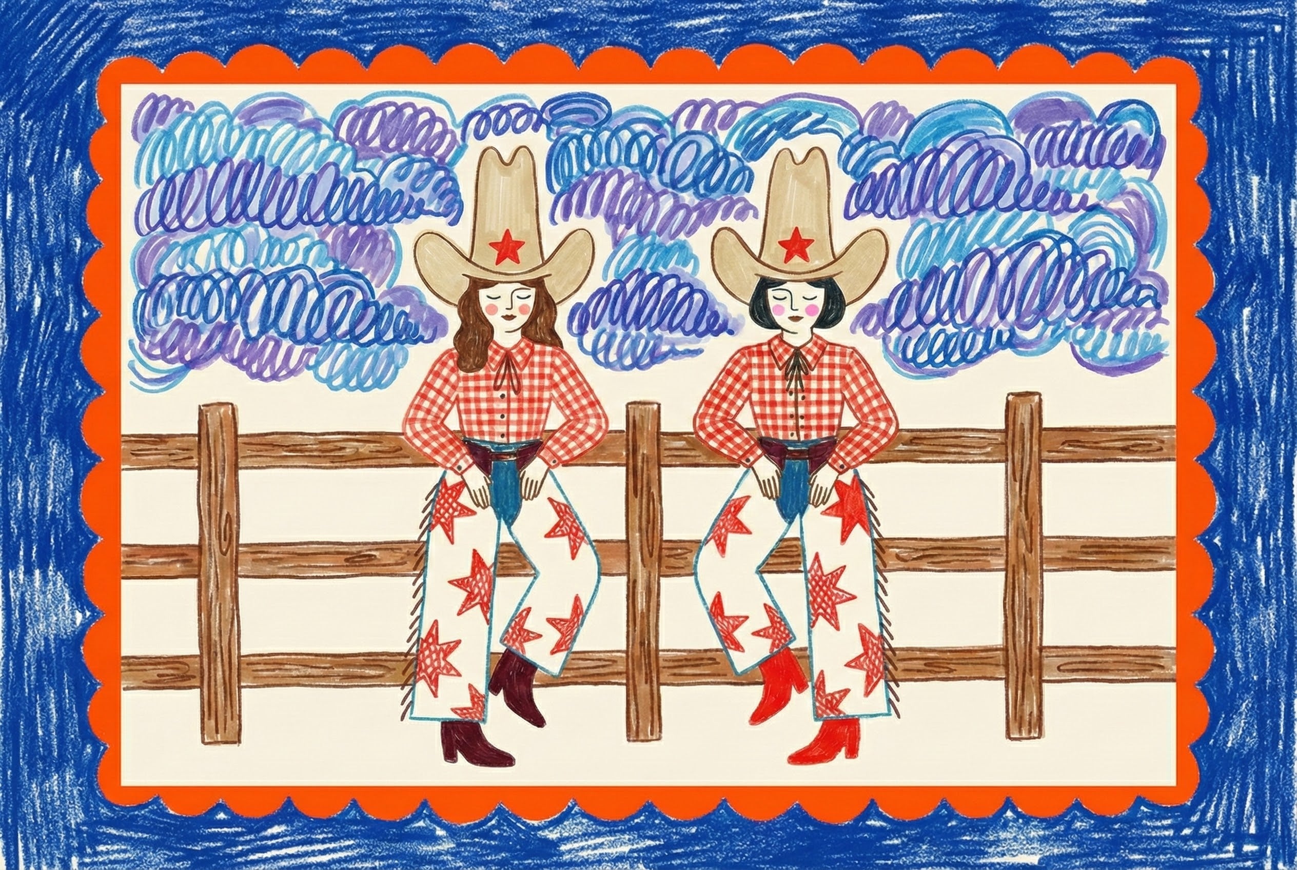 Prairie Pixie Pals - Cowgirl Framed Wall Art for Nursery, Playroom or Kids Bedrooms