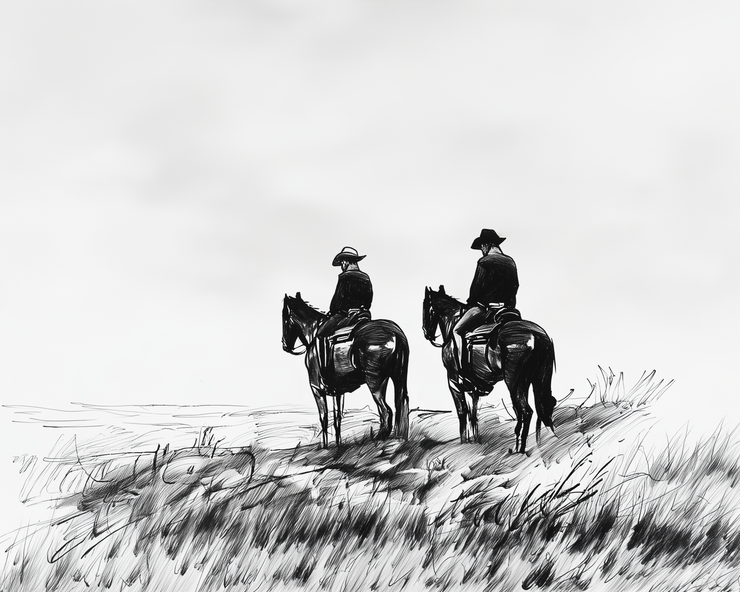 Monochrome Journey - Cowboys Wall Art for Living Room, Bedroom or Office