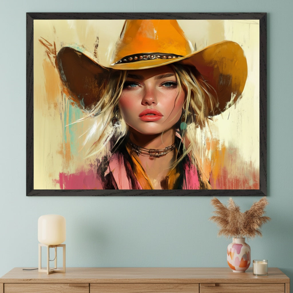 Sovereign Gaze - Cowgirl Framed Wall Art for Living Room, Bedroom or Office