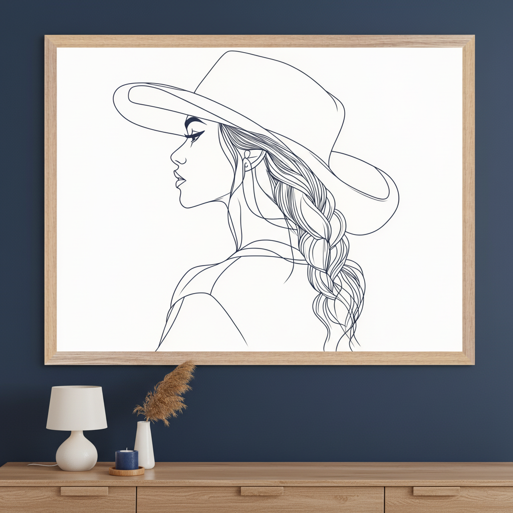 Elegant Profile - Cowgirl Framed Wall Art for Living Room, Bedroom or Office