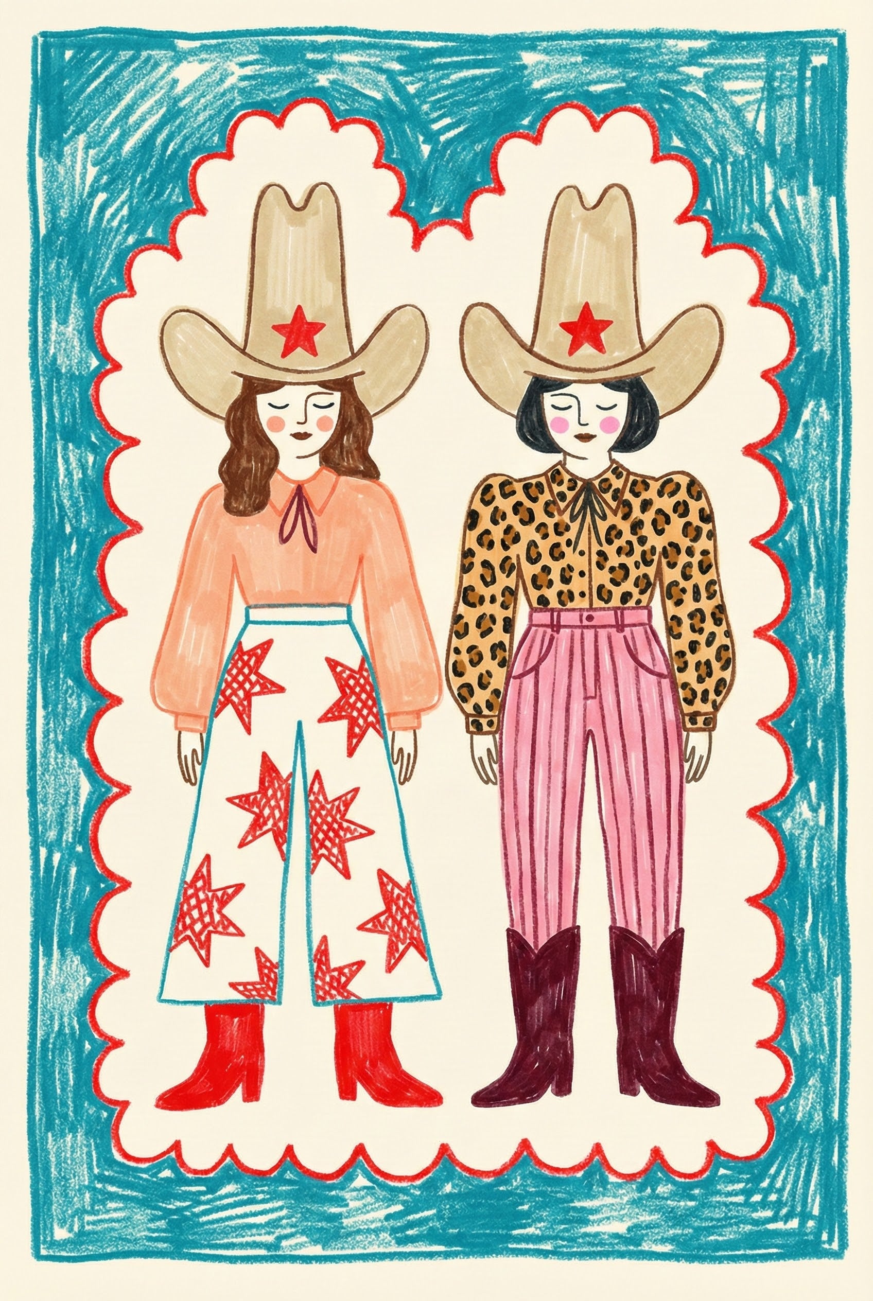 Wild West Besties - West Framed Wall Art for Nursery, Playroom or Kids Bedrooms