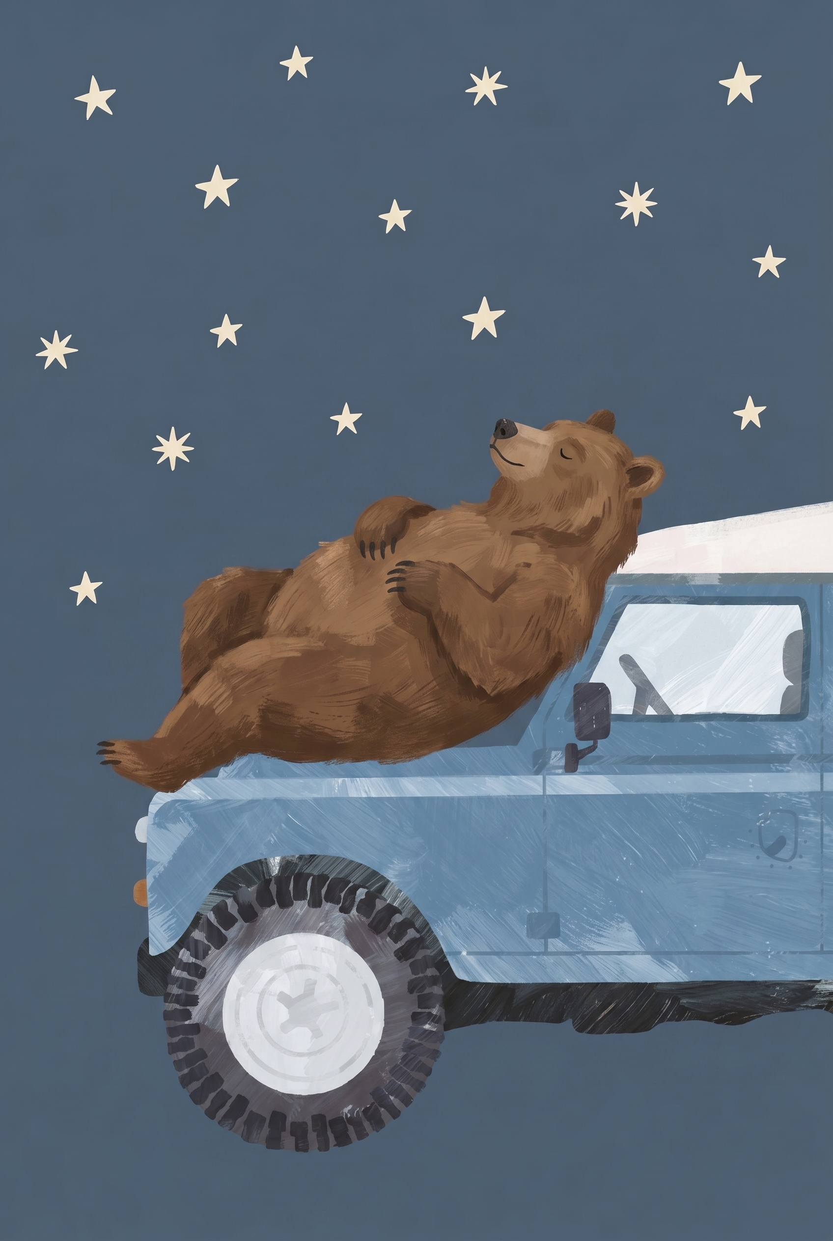 Cozy Night Sky Bear Wall Art - Stargazing Bear