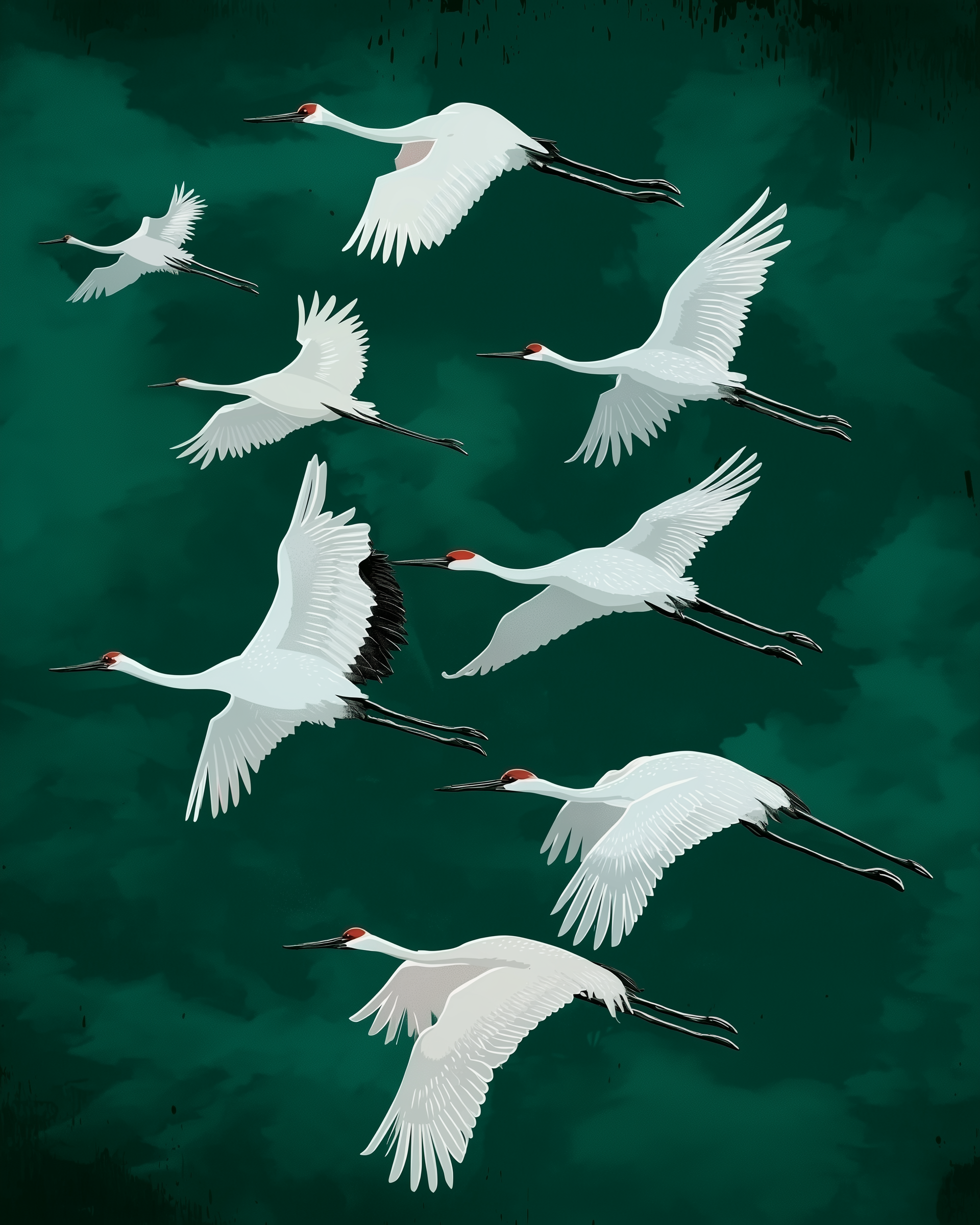 Skyward Harmony - Cranes Wall Art for Living Room, Bedroom or Office