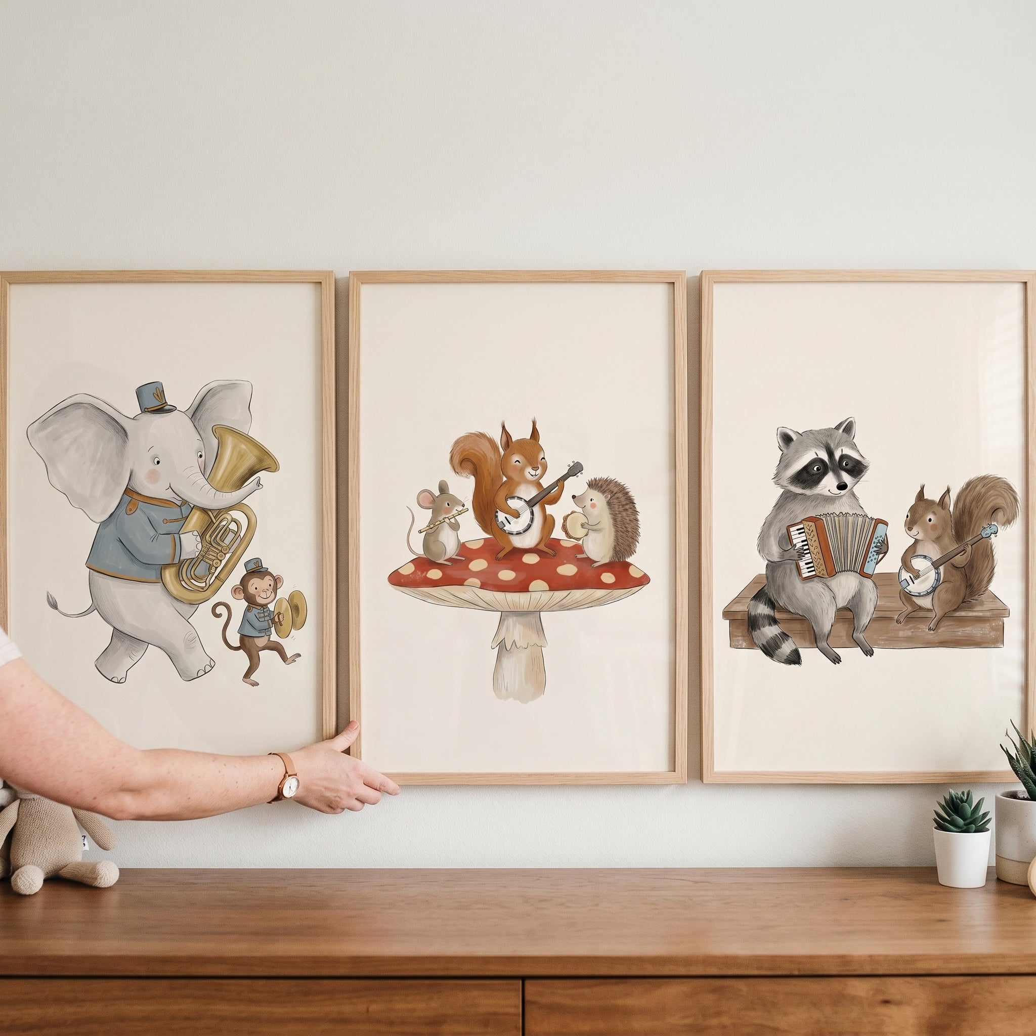 Creamy Neutral Animal Band Print Set Of 3 - Forest Band Parade