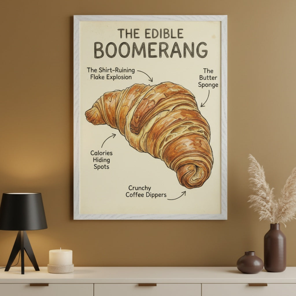 Morning Crescent - Croissant Framed Wall Art for Living Room, Bedroom or Office