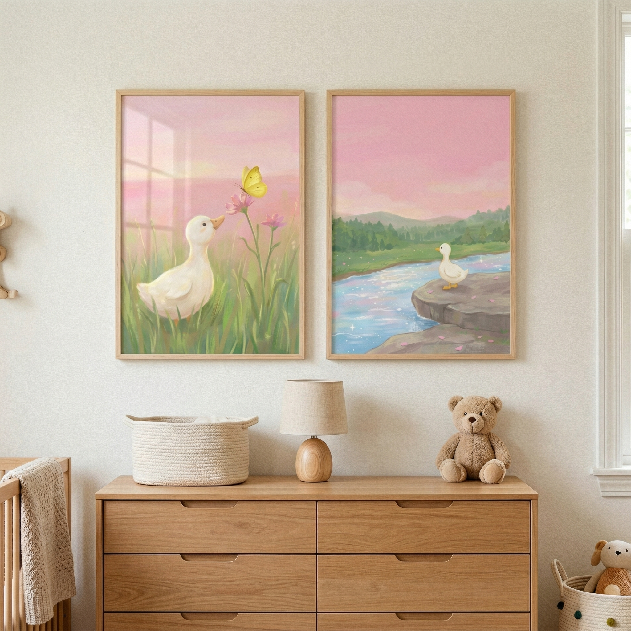 Curious Duck Wall Art Set of 2 - Gentle Meadow Journey
