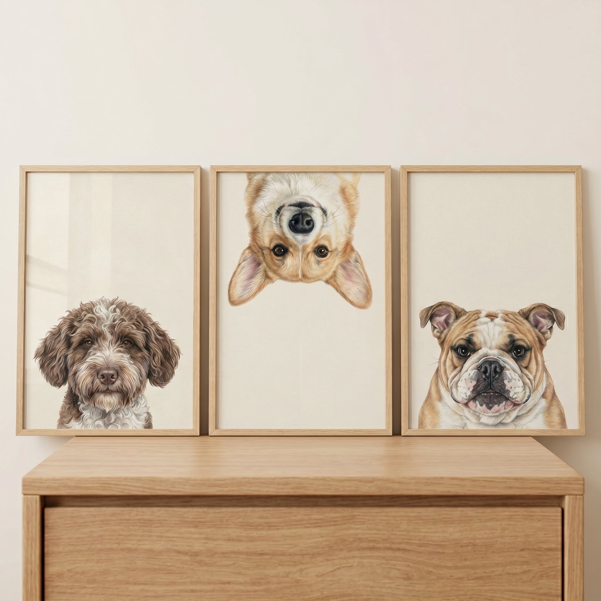 Curious Peekaboo Pet Dog Wall Art Set of 3 - Curious Pup Faces