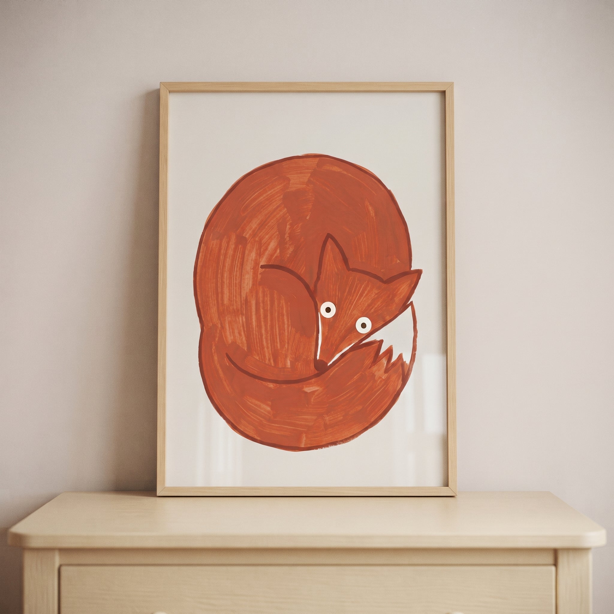 Curled Up Red Fox Wall Art - Sleepy Red Fox