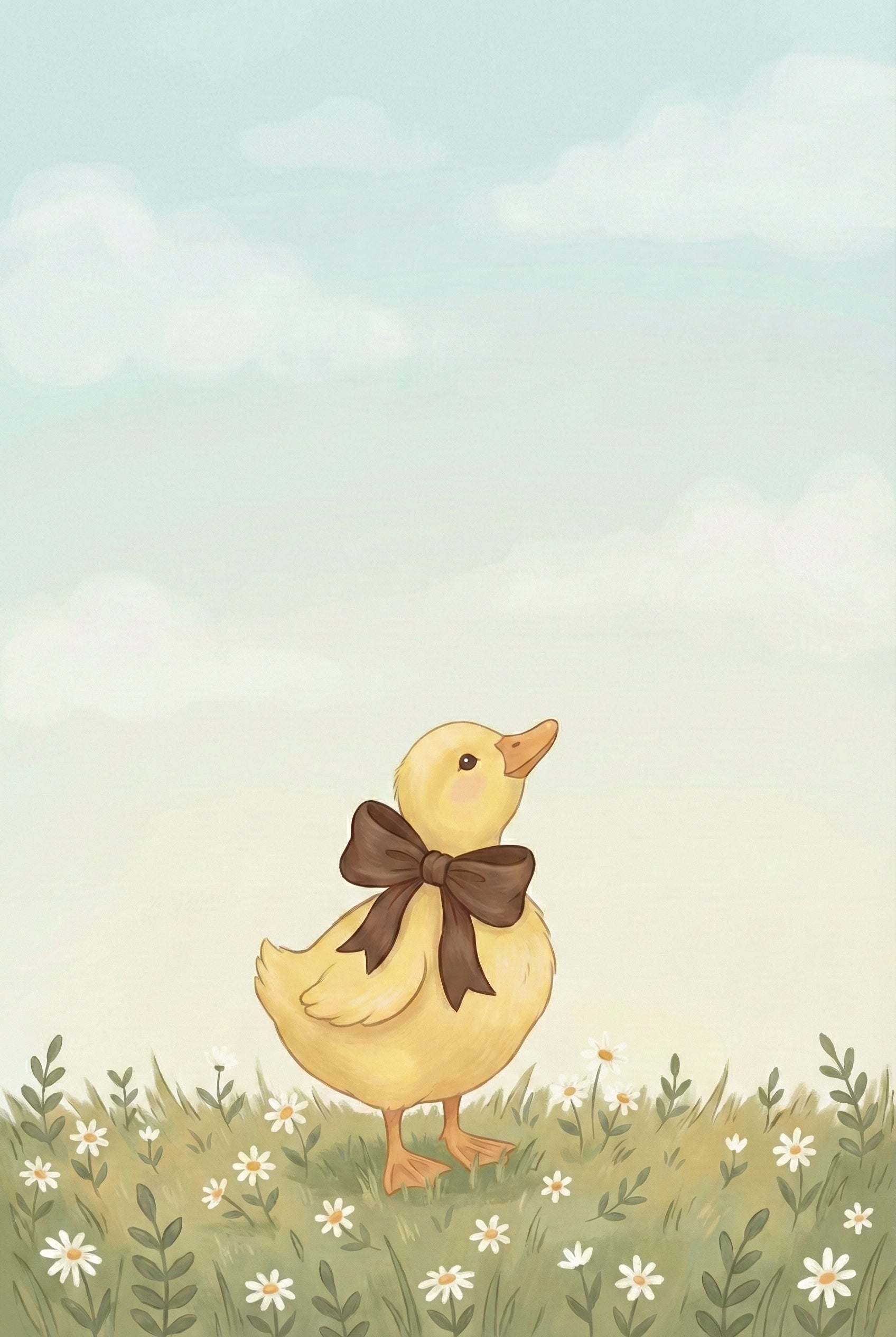 Cute Duckling Print - Sweet Ribbon Duck