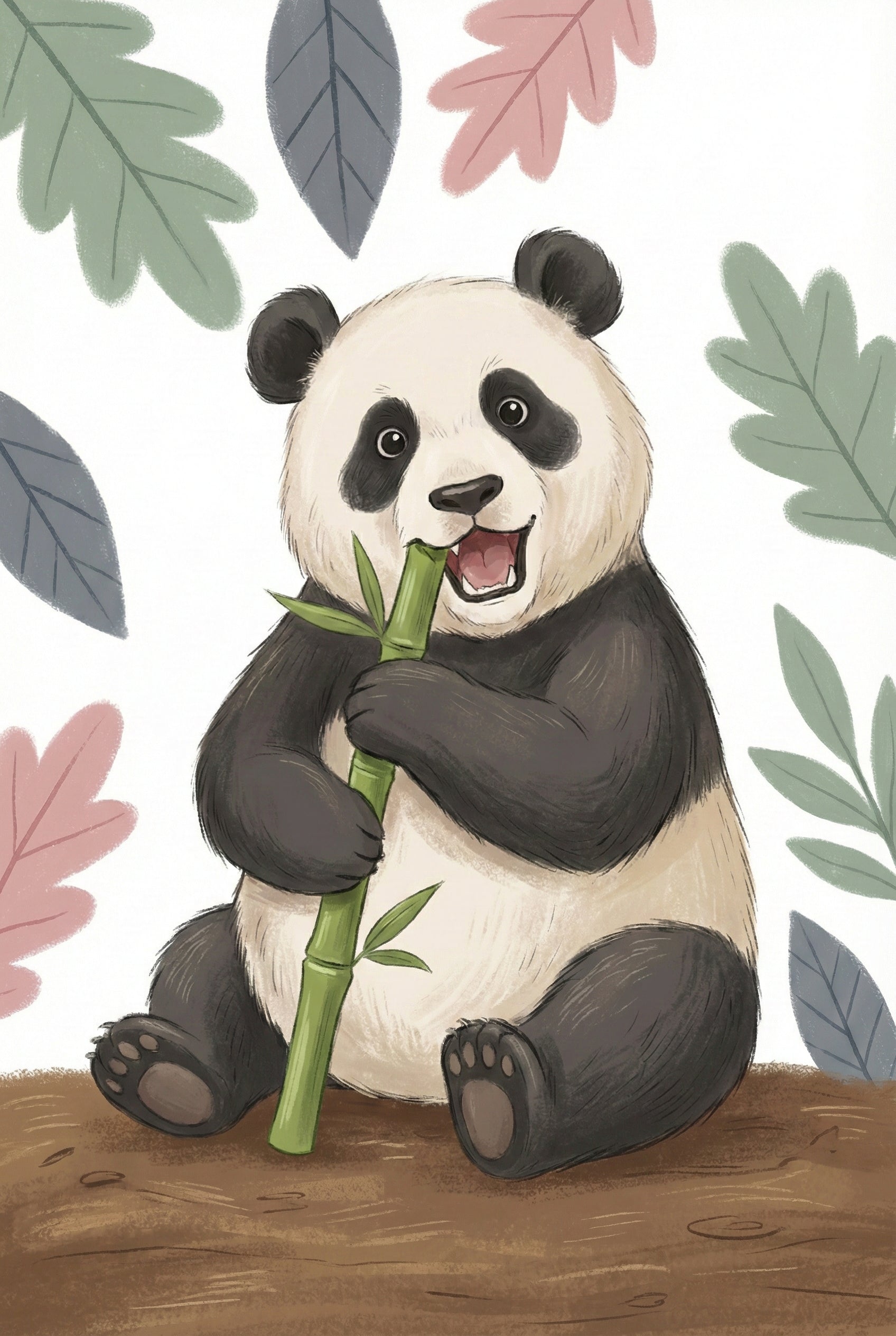 Cute Panda Wall Art - Happy Panda Snack