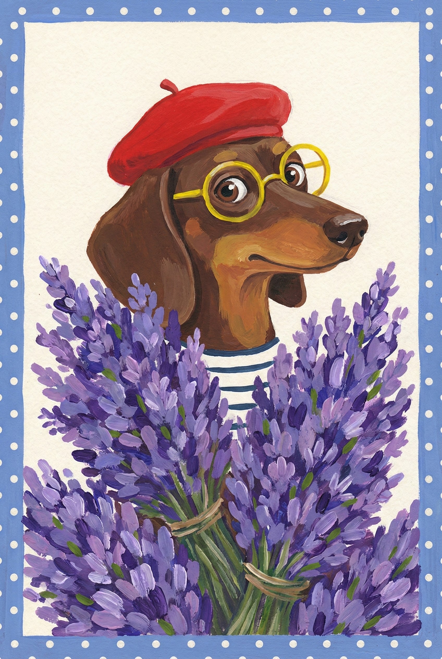 Dachshund Dog Red Beret Wall Art - Sophisticated Sausage Dog
