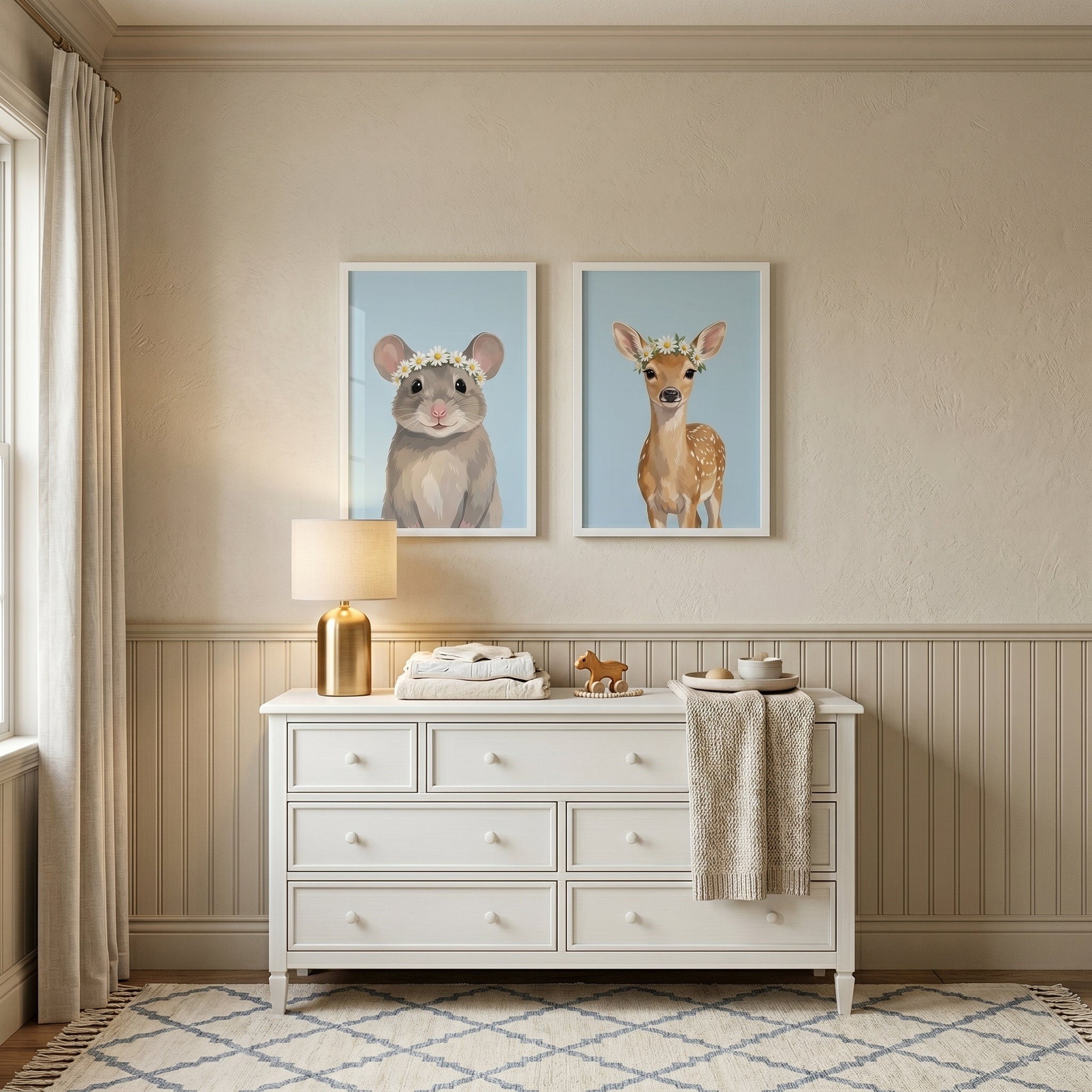 Daisy Crown Woodland Animal Wall Art Set of 2 - Daisy Crown Friends