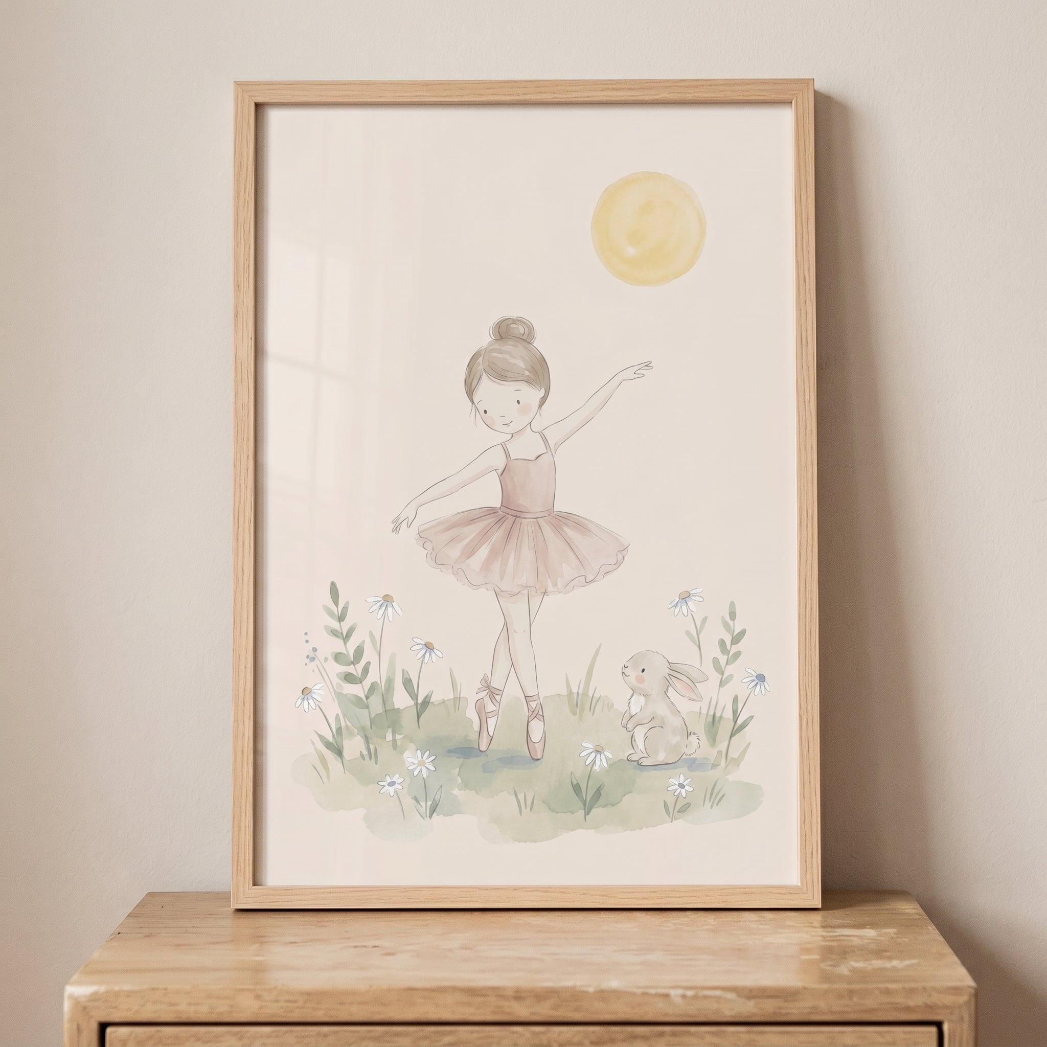 Daisy Field Dancing Ballerina Wall Art - Dainty Meadow Ballerina
