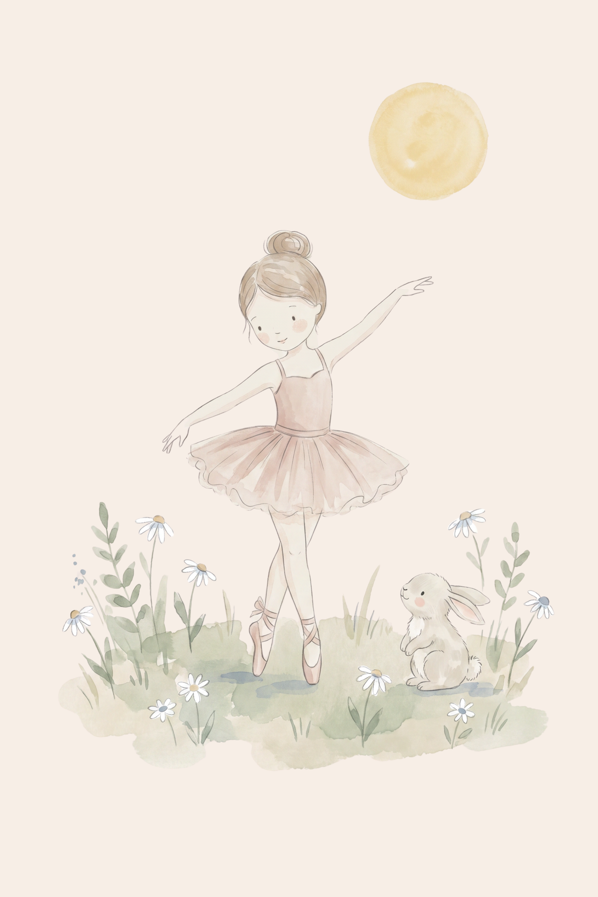 Daisy Field Dancing Ballerina Wall Art - Dainty Meadow Ballerina