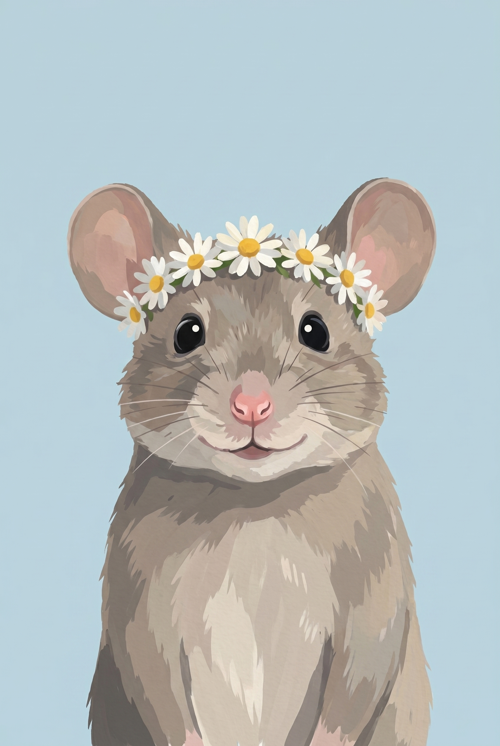 Daisy Flower Crown Mouse Wall Art - Daisy Crown Mouse