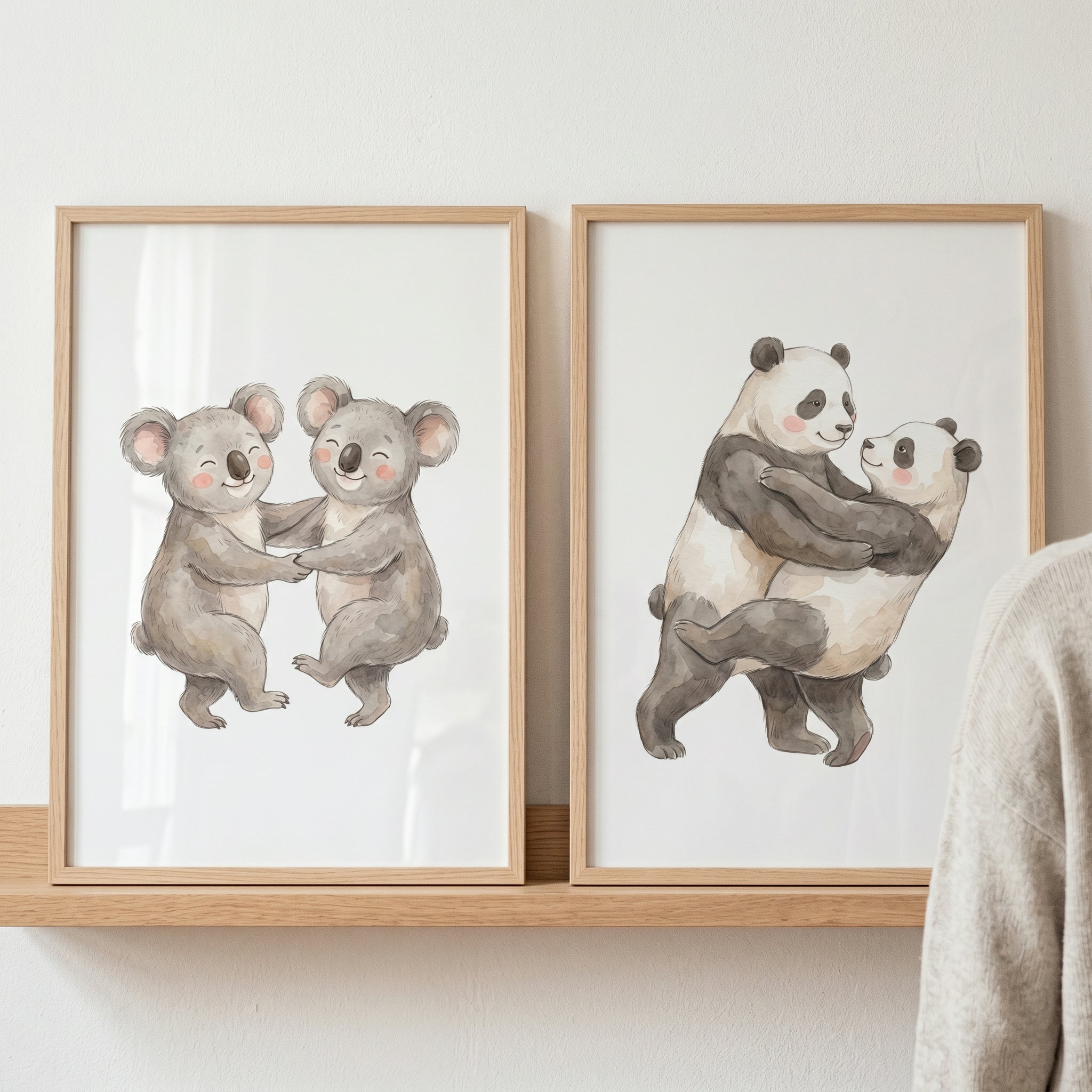 Dancing Animal Wall Art Set of 2 - Cuddly Bear Duos