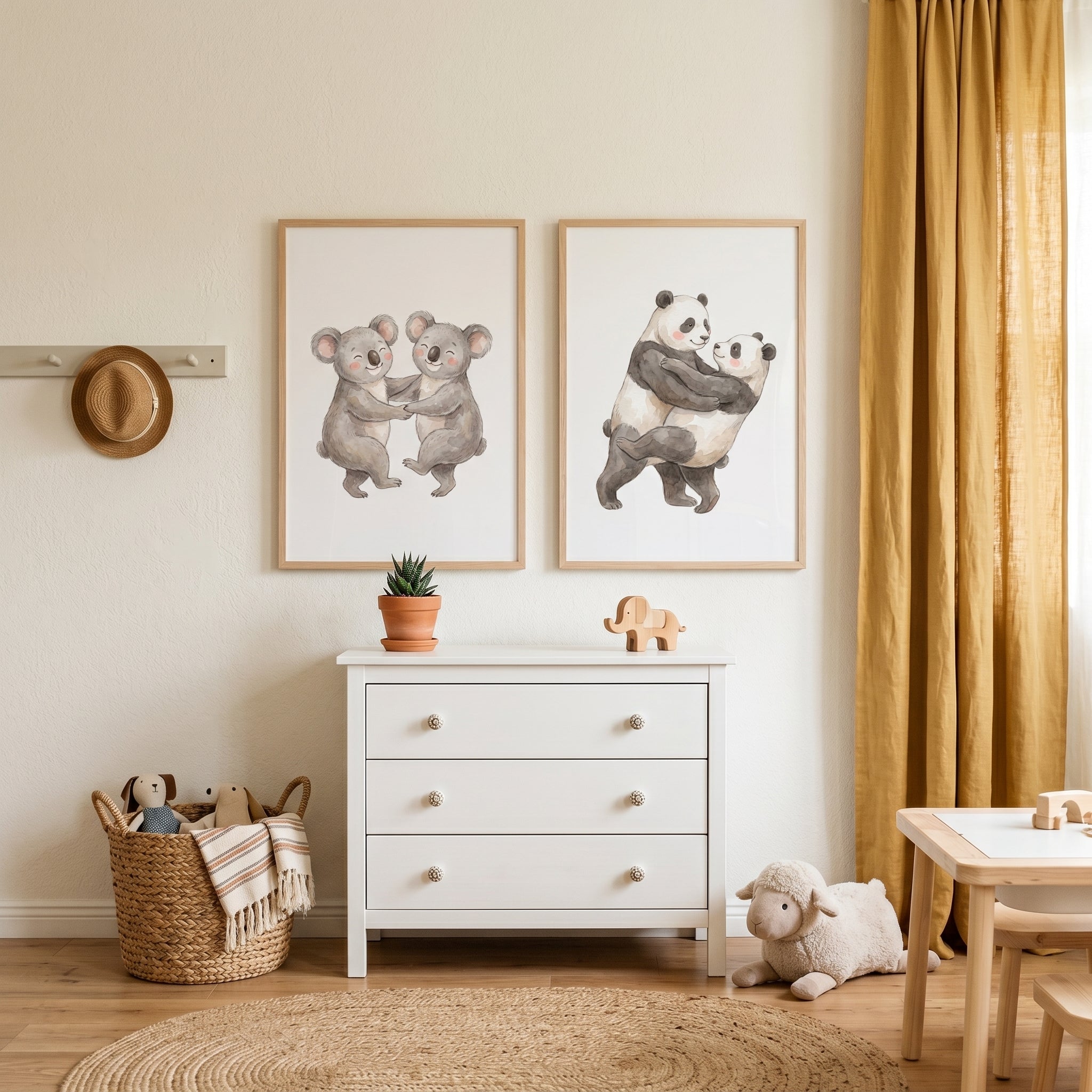 Dancing Animal Wall Art Set of 2 - Cuddly Bear Duos