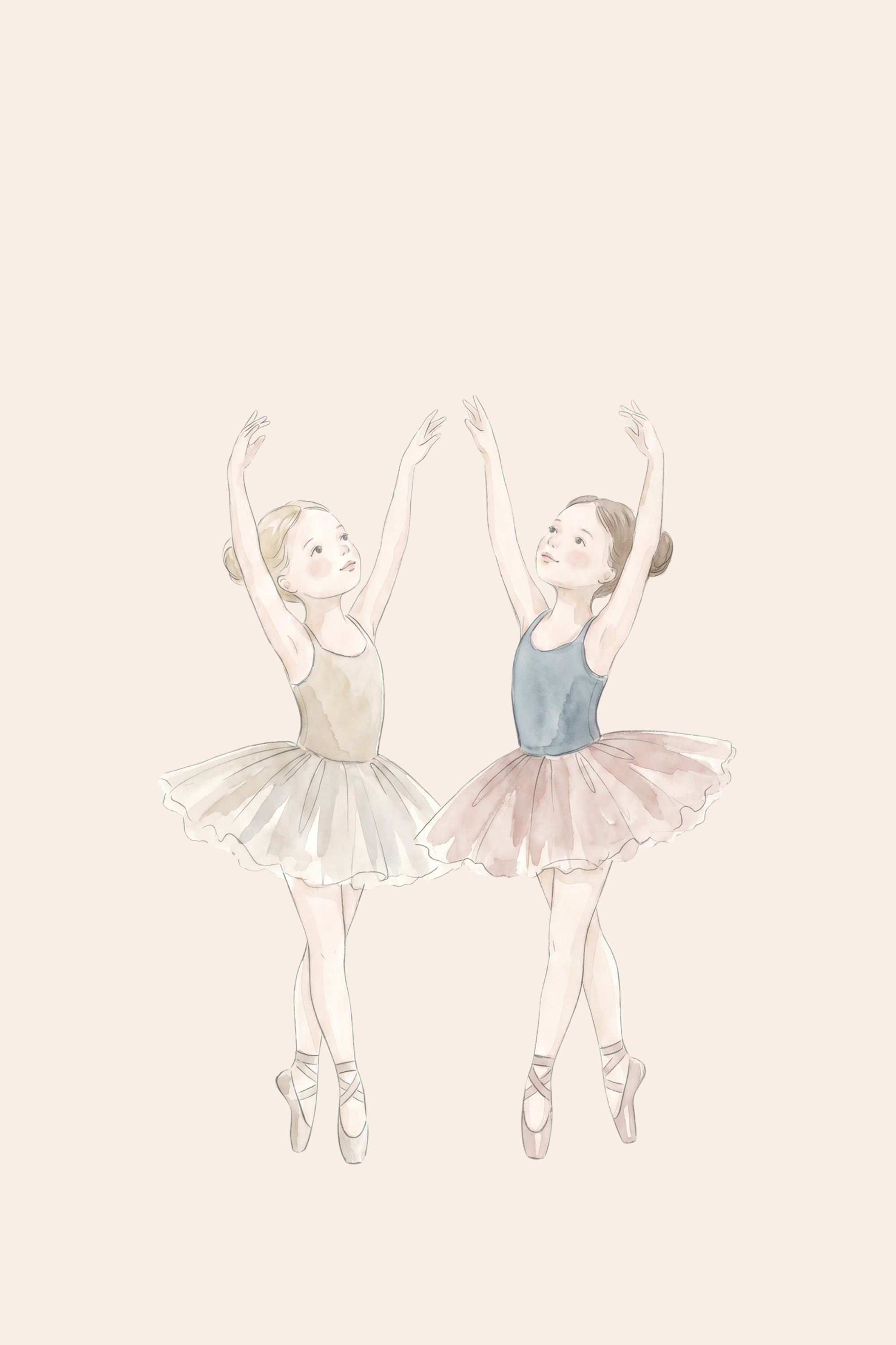 Dancing Watercolor Girls Ballerina Wall Art - Little Ballerina Friends