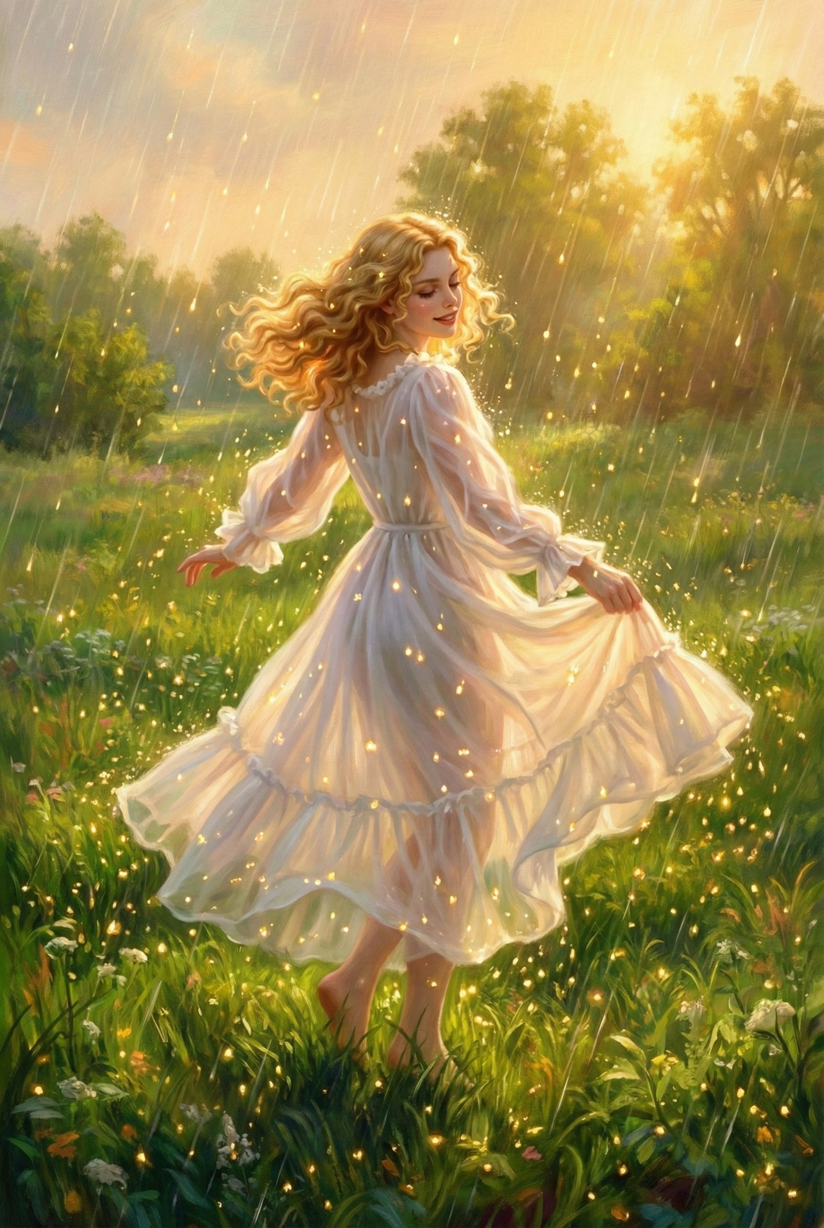 Dancing Woman Wall Art - Golden Meadow Dance