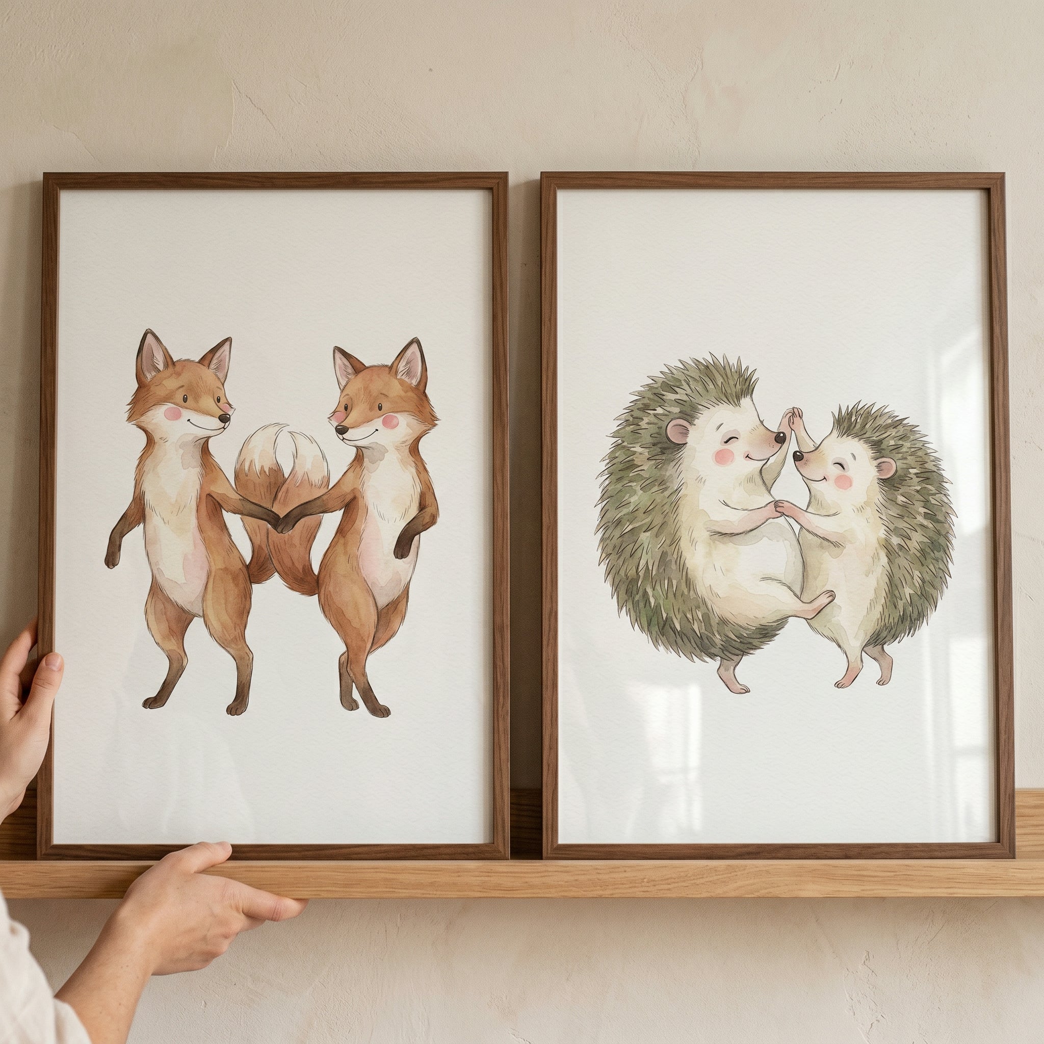 Dancing Woodland Animal Wall Art Set of 2 - Sweet Woodland Dance