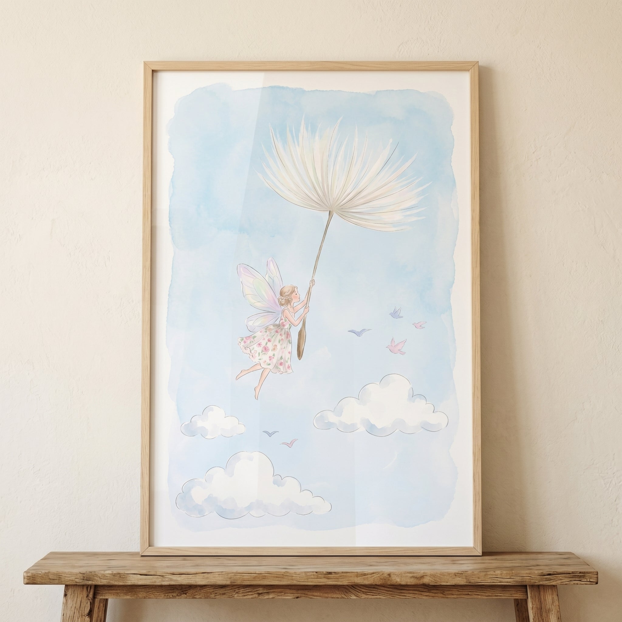 Dandelion Puff Flying Fairy Wall Art - Dandelion Dream Drift