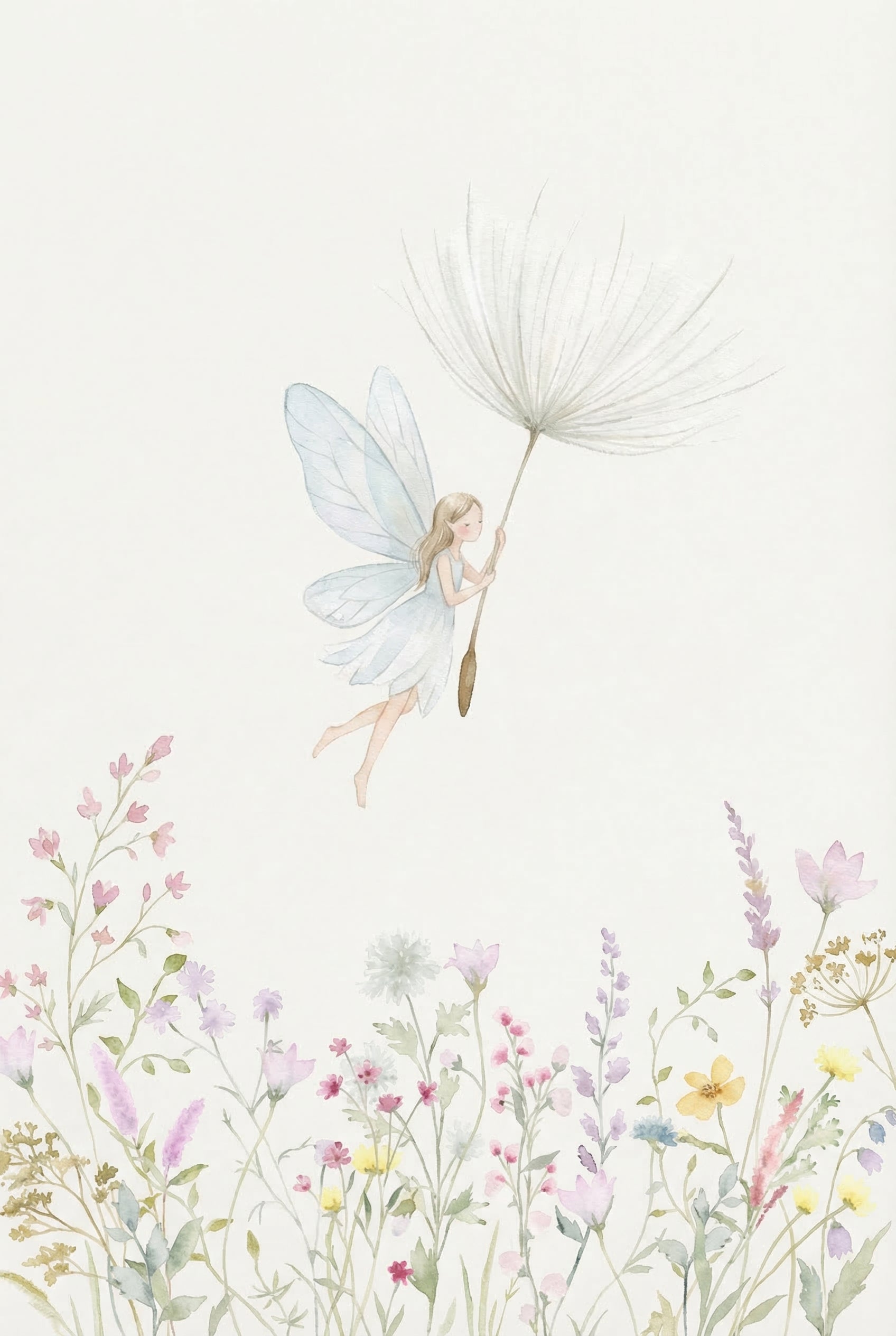Dandelion Seed Flying Fairy Wall Art - Meadow Fairy Flight