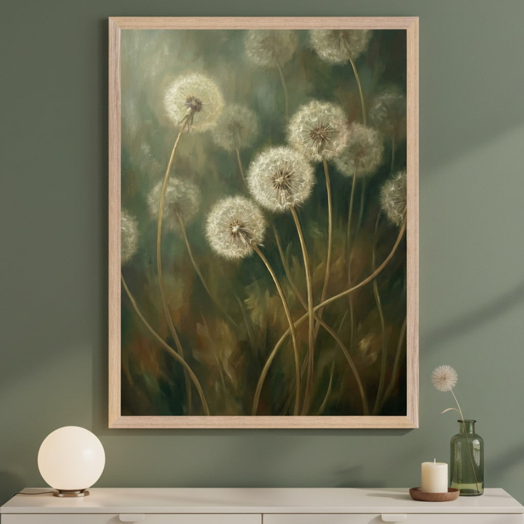 Whispered Wishes - Dandelions Framed Wall Art for Living Room, Bedroom or Office