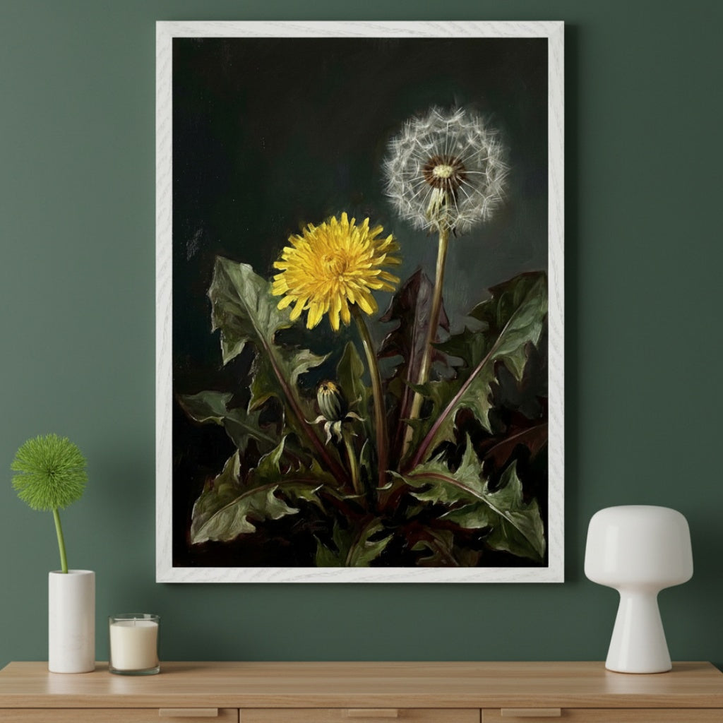 Life's Cycle - Dandelions Framed Wall Art for Living Room, Bedroom or Office