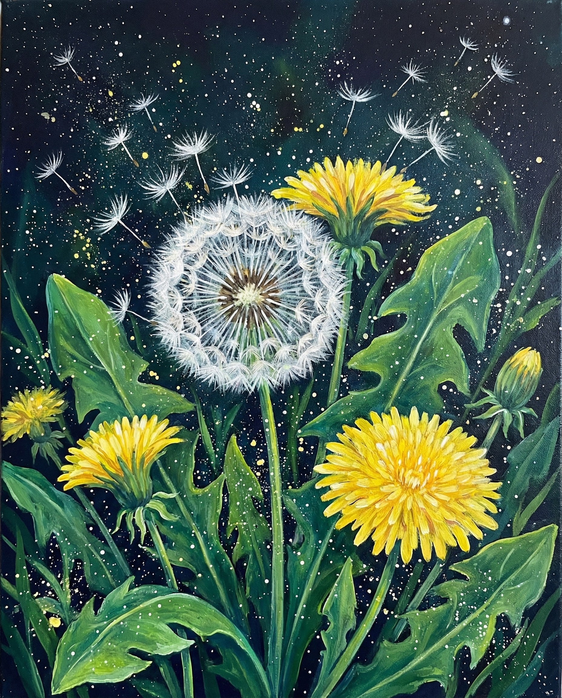 Stardust Whispers - Dandelions Framed Wall Art for Living Room, Bedroom or Office