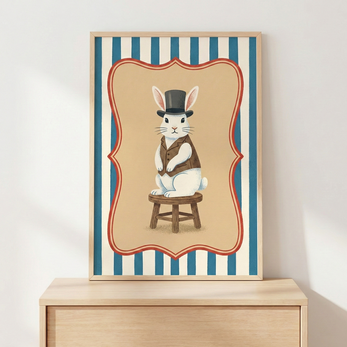 Dapper Rabbit Ilistrations Dapper Bunny Vintage Top Hat Wall Art - Rabbit Decor