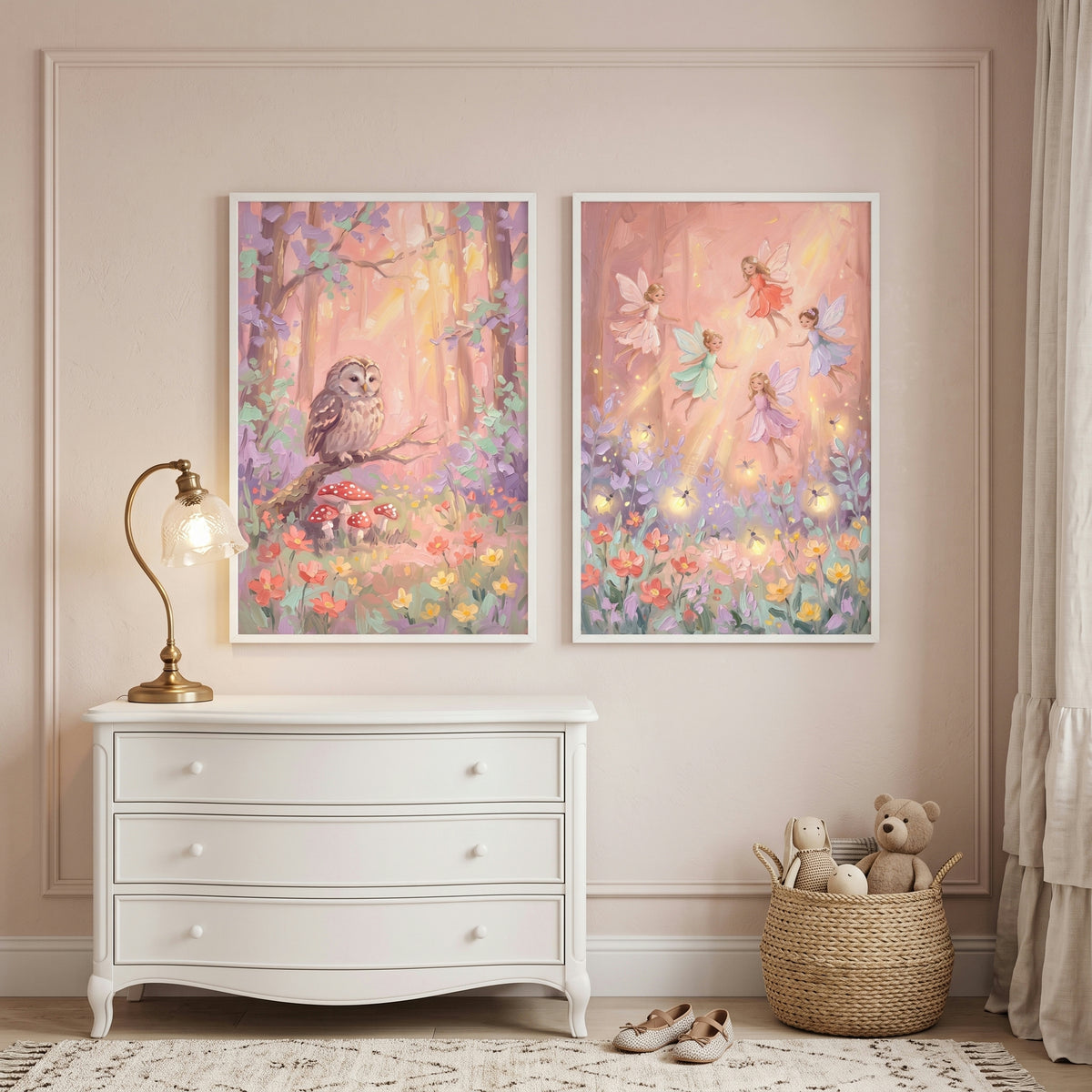 Dappled Light Forest Wall Art Set of 2 - Whimsical Fairy Dreams
