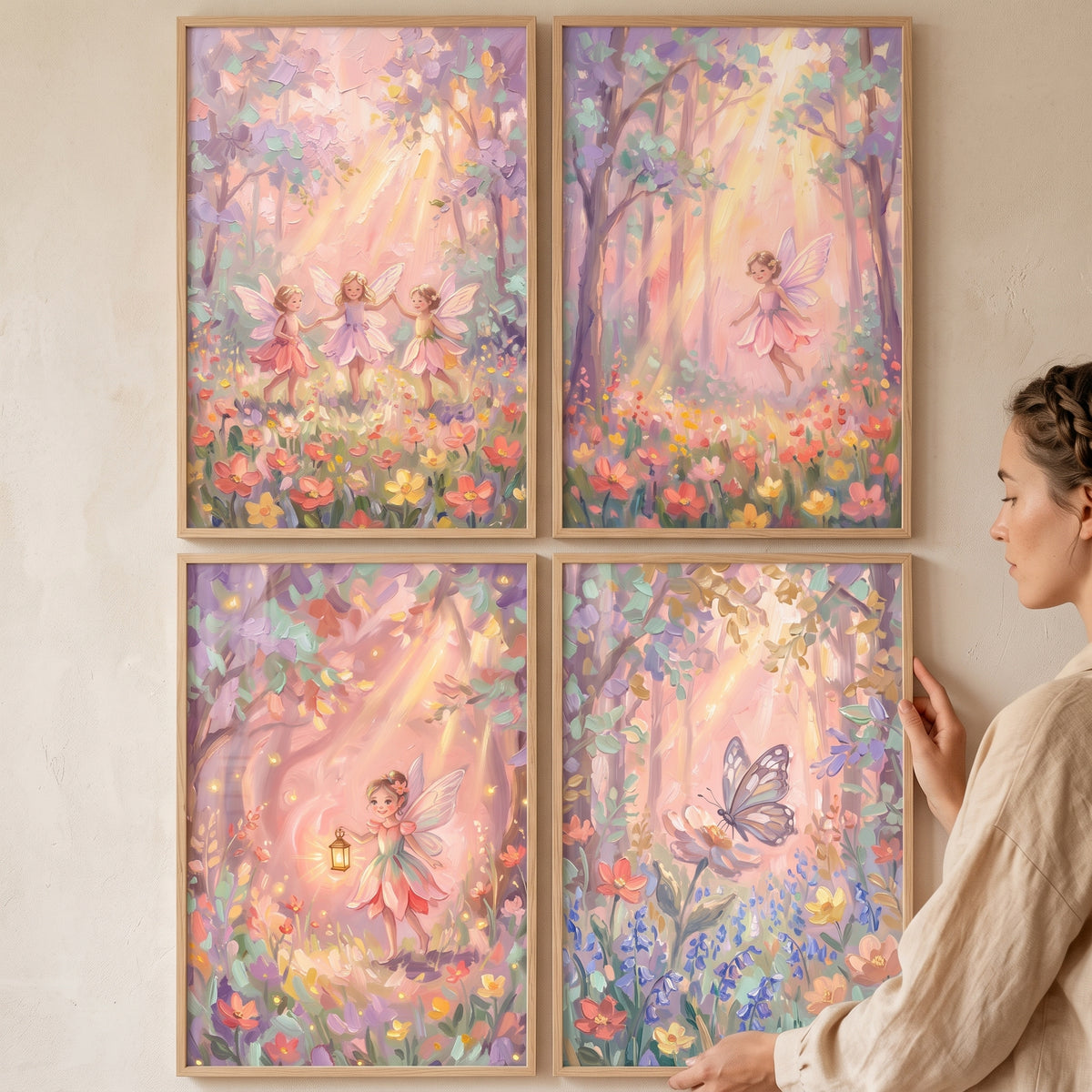 Dappled Light Magical Woodland Wall Art Set of 4 - Whimsical Forest Light