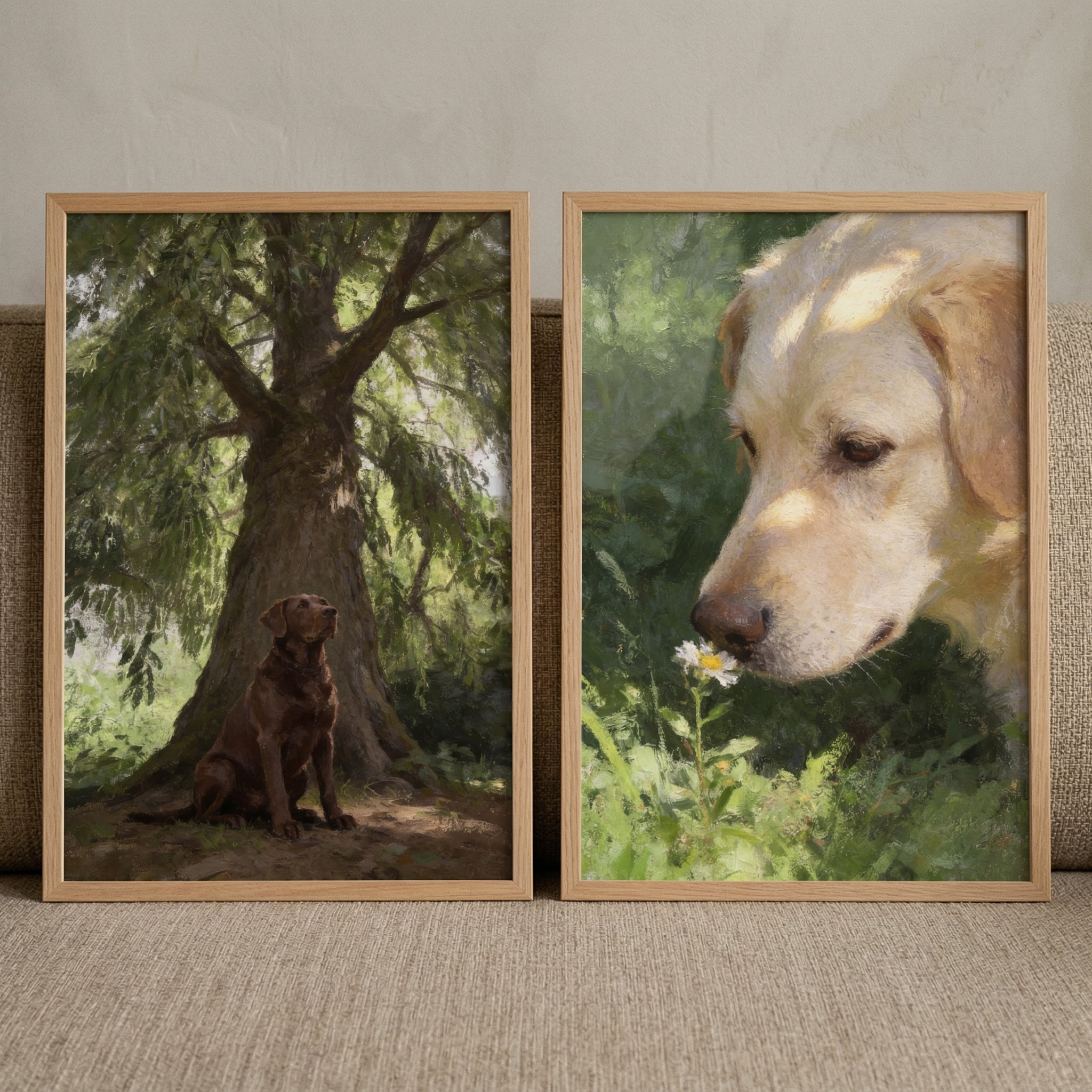 Dappled Sunlight Nature Labrador Wall Art Set of 2 - Faithful Forest Friends