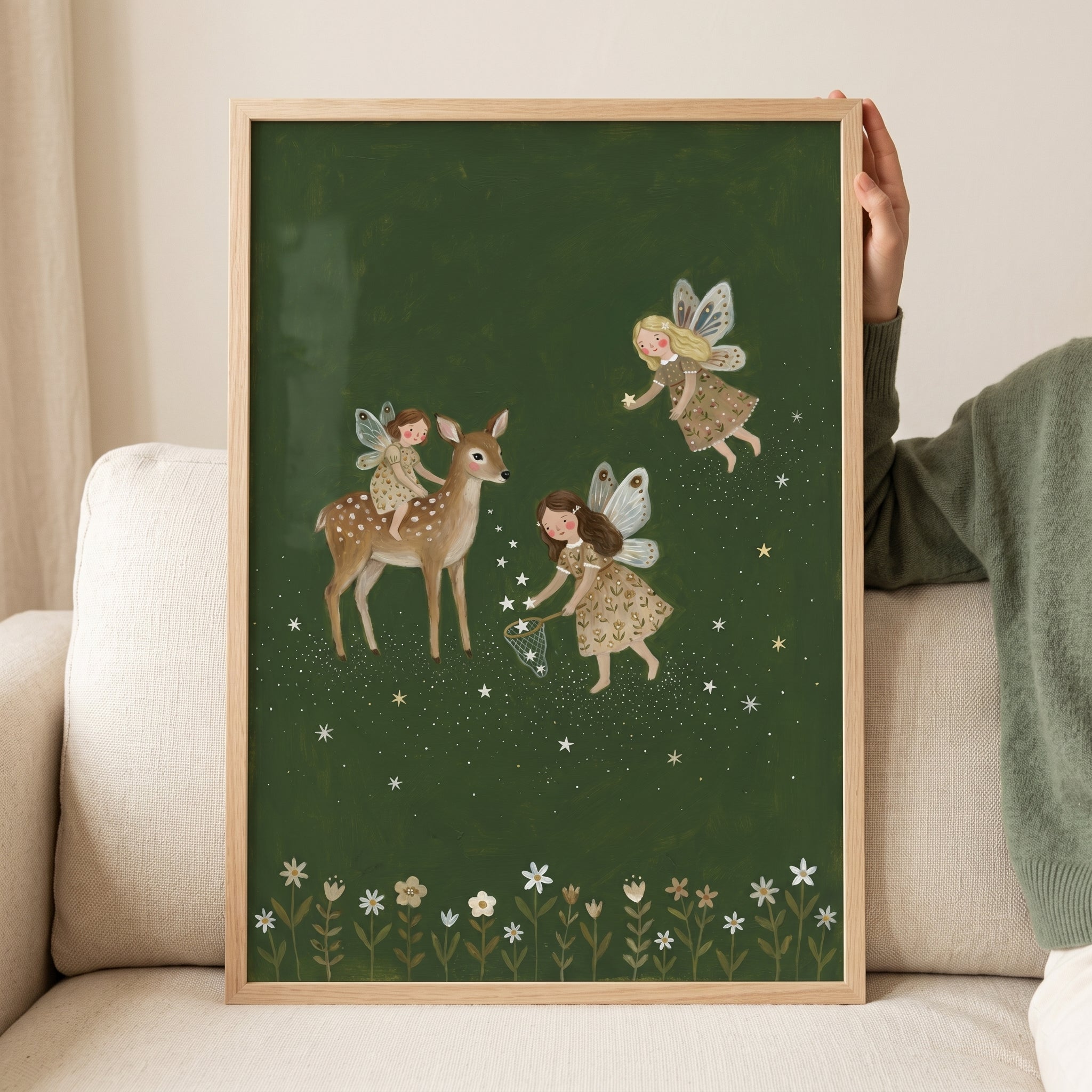 Dark Green Forest Fairies Wall Art - Stardust Forest Fairies