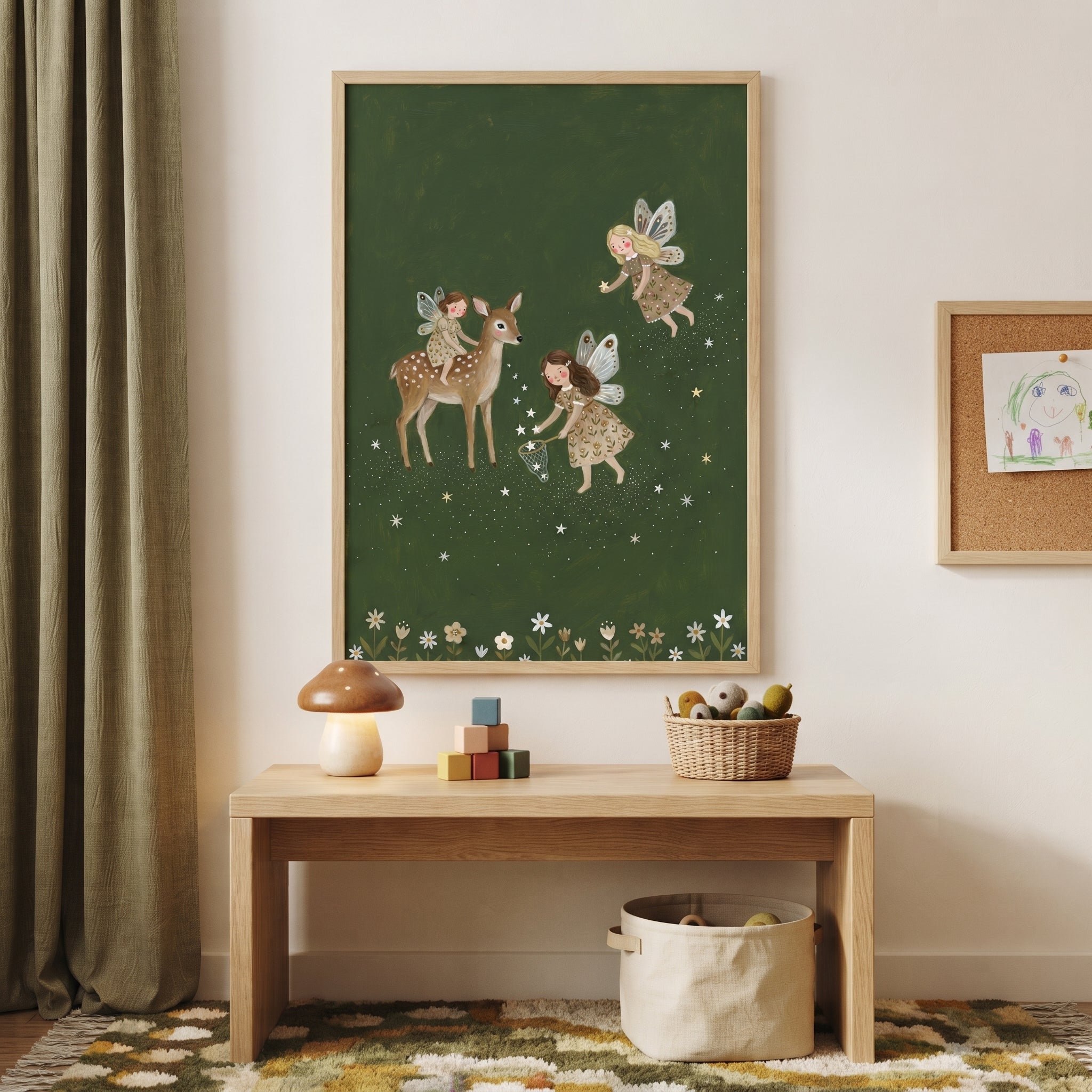 Dark Green Forest Fairies Wall Art - Stardust Forest Fairies