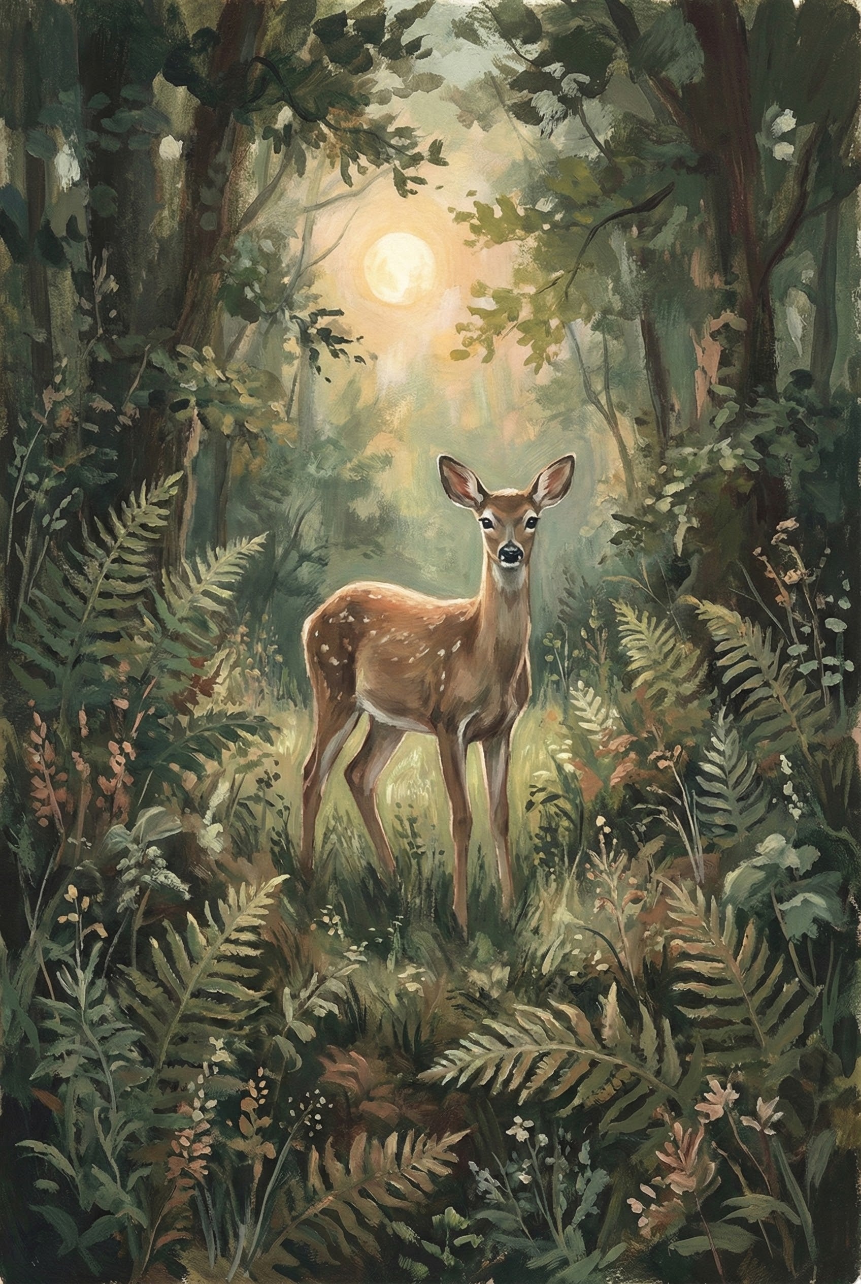 Enchanted Forest Deer - Deer Framed Wall Art for Nursery, Playroom or Kids Bedrooms
