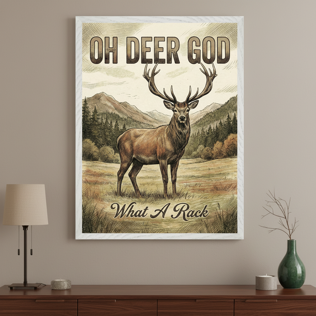 Woodland Grandeur - Deer Framed Wall Art for Living Room, Bedroom or Office
