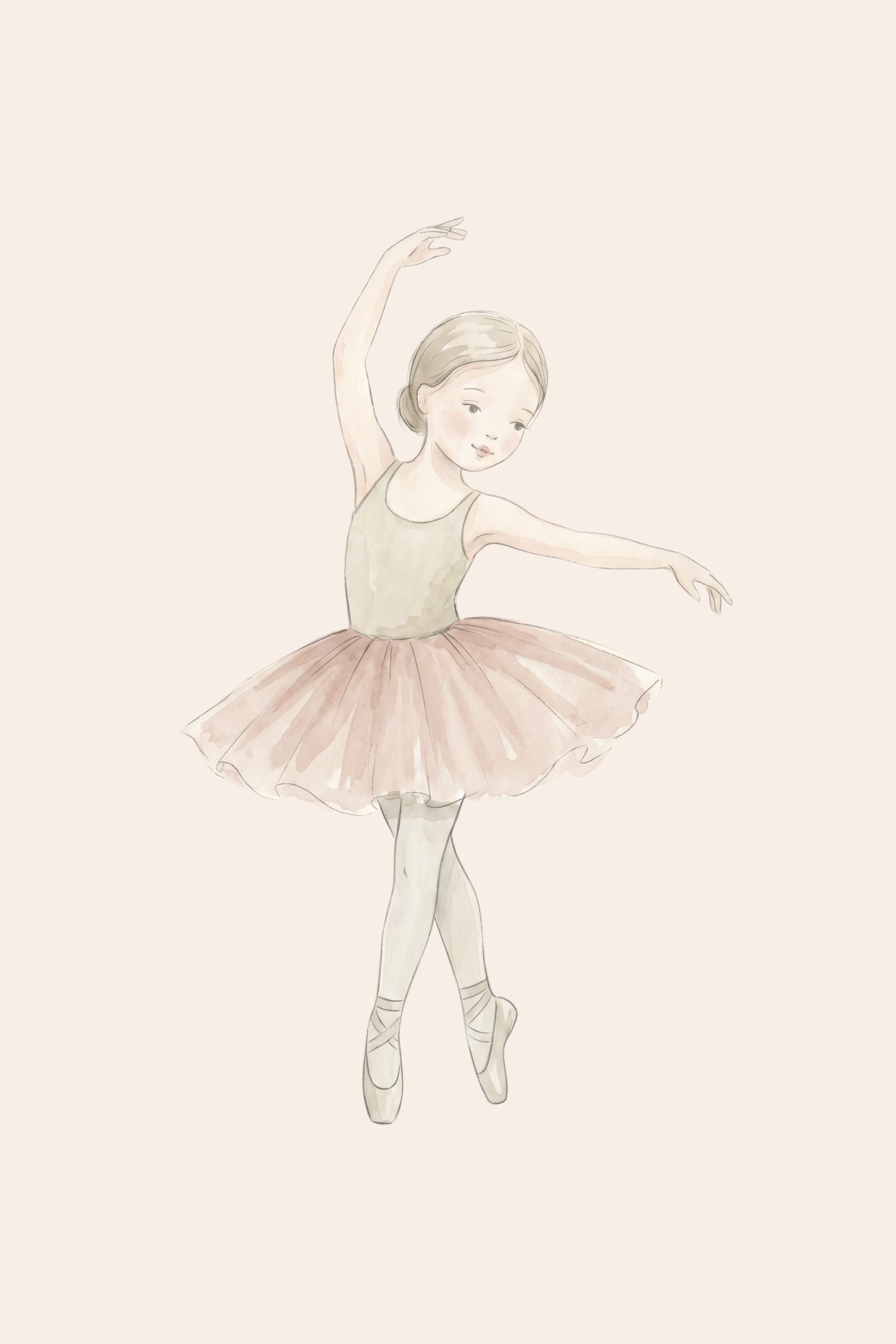 Delicate Beige Leotard Ballerina Wall Art - Petite Ballerina Grace