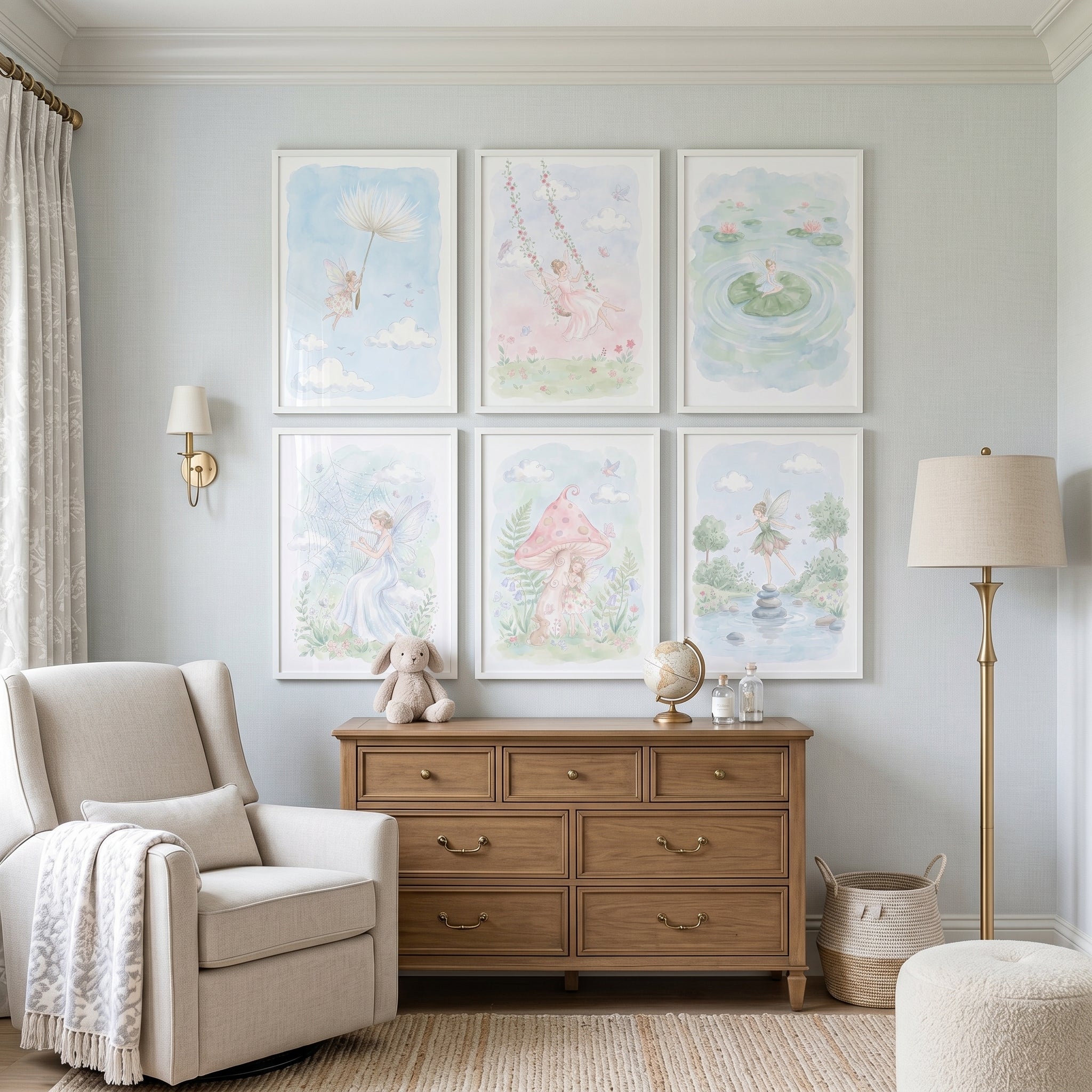 Delicate Garden Fairy Wall Art Set Of 6 - Enchanted Meadow Sprites