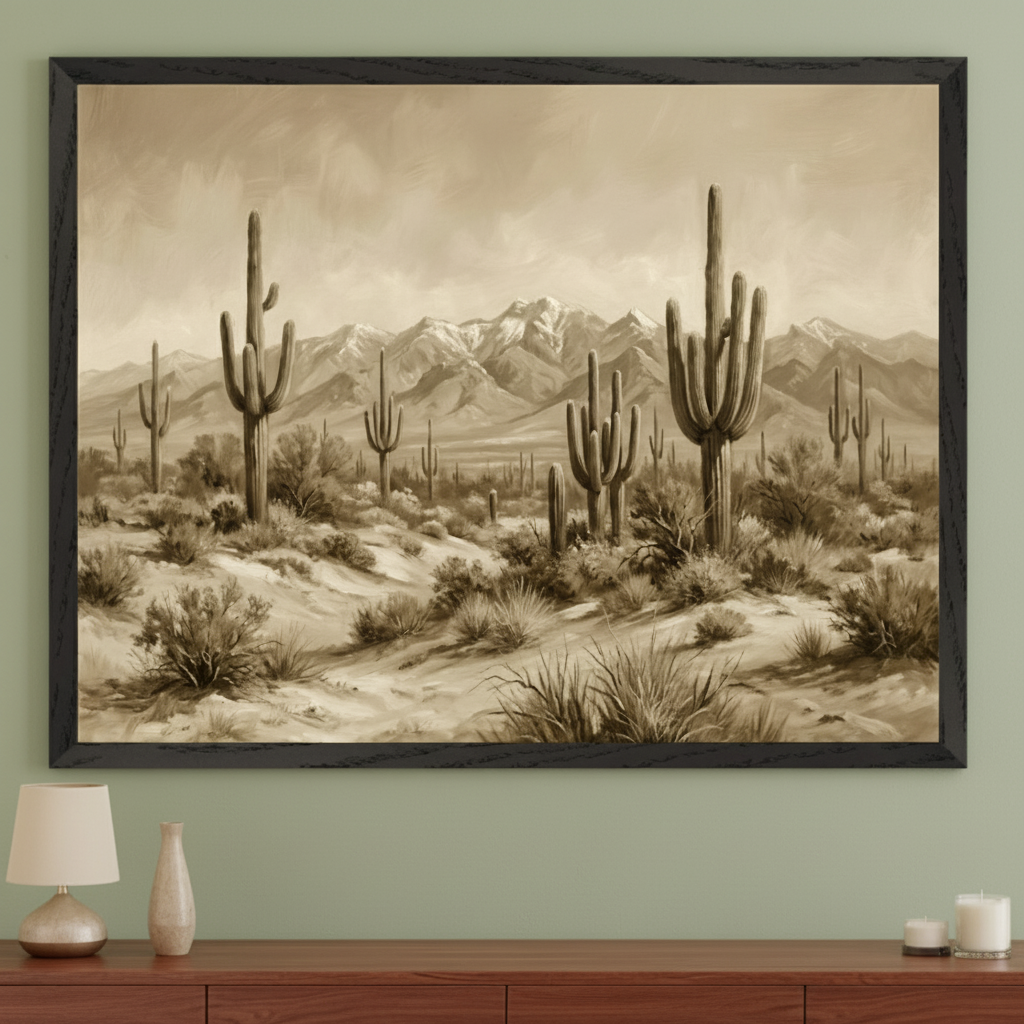 Saguaro Sentinels - Desert Framed Wall Art for Living Room, Bedroom or Office