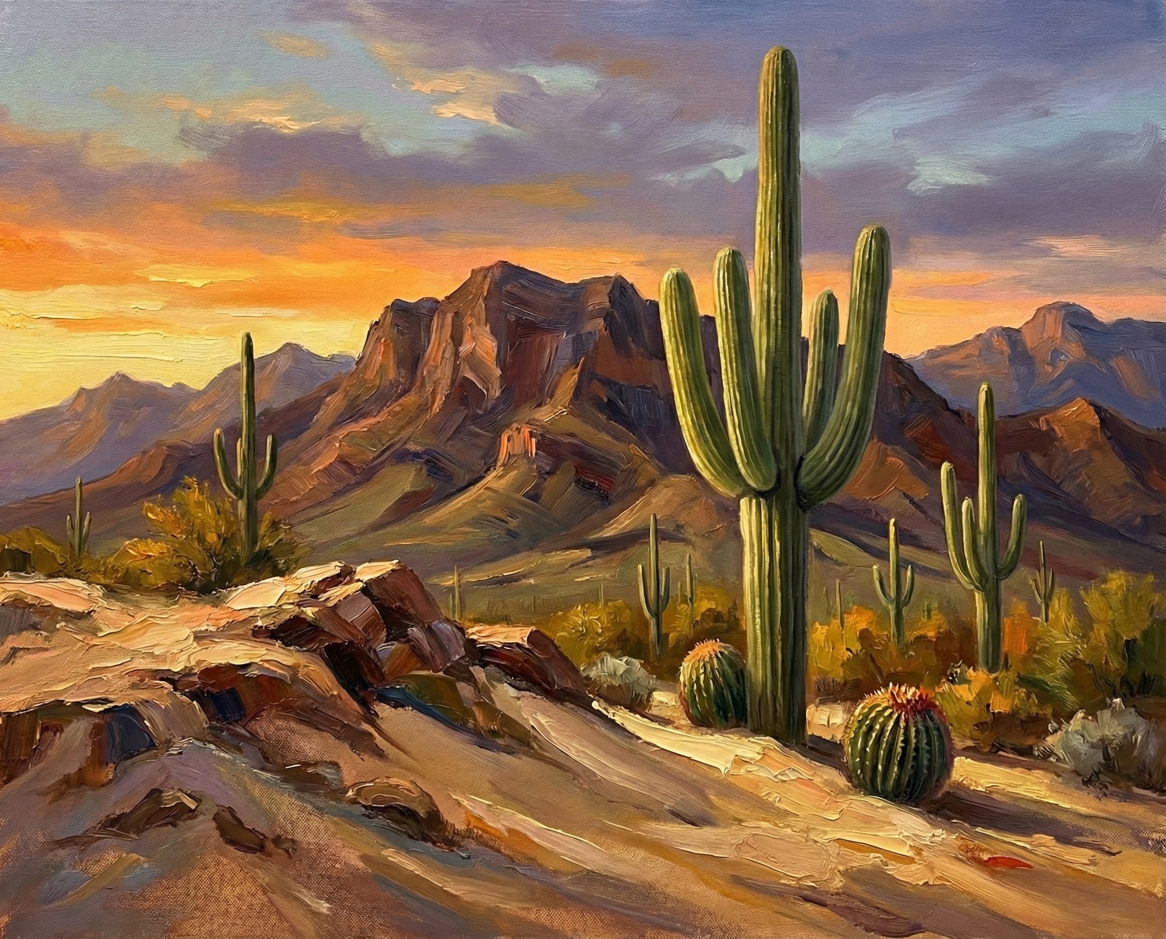 Golden Mesa Glow - Desert Framed Wall Art for Living Room, Bedroom or Office