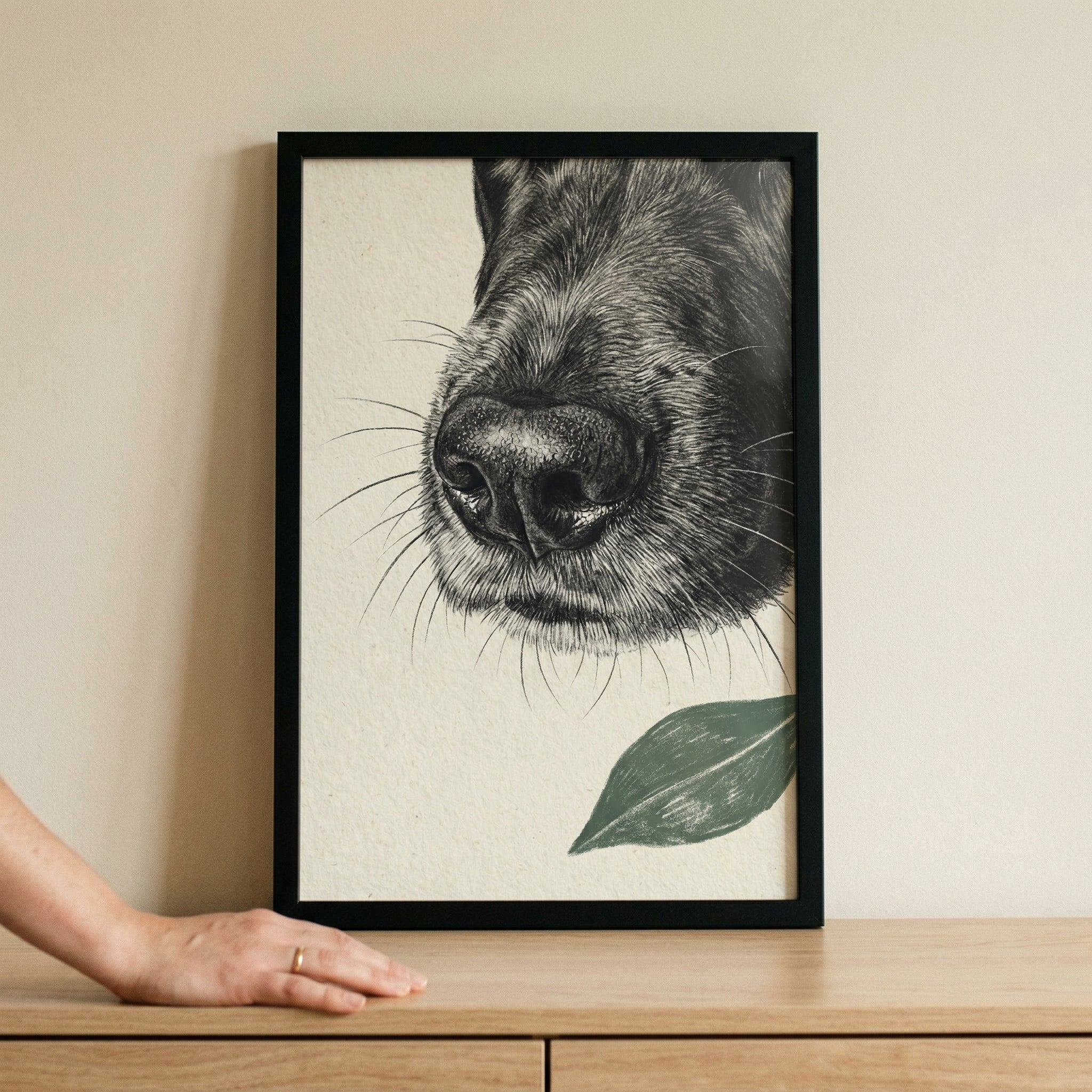 Detailed Ink Black Dog Wall Art - The Curious Snout