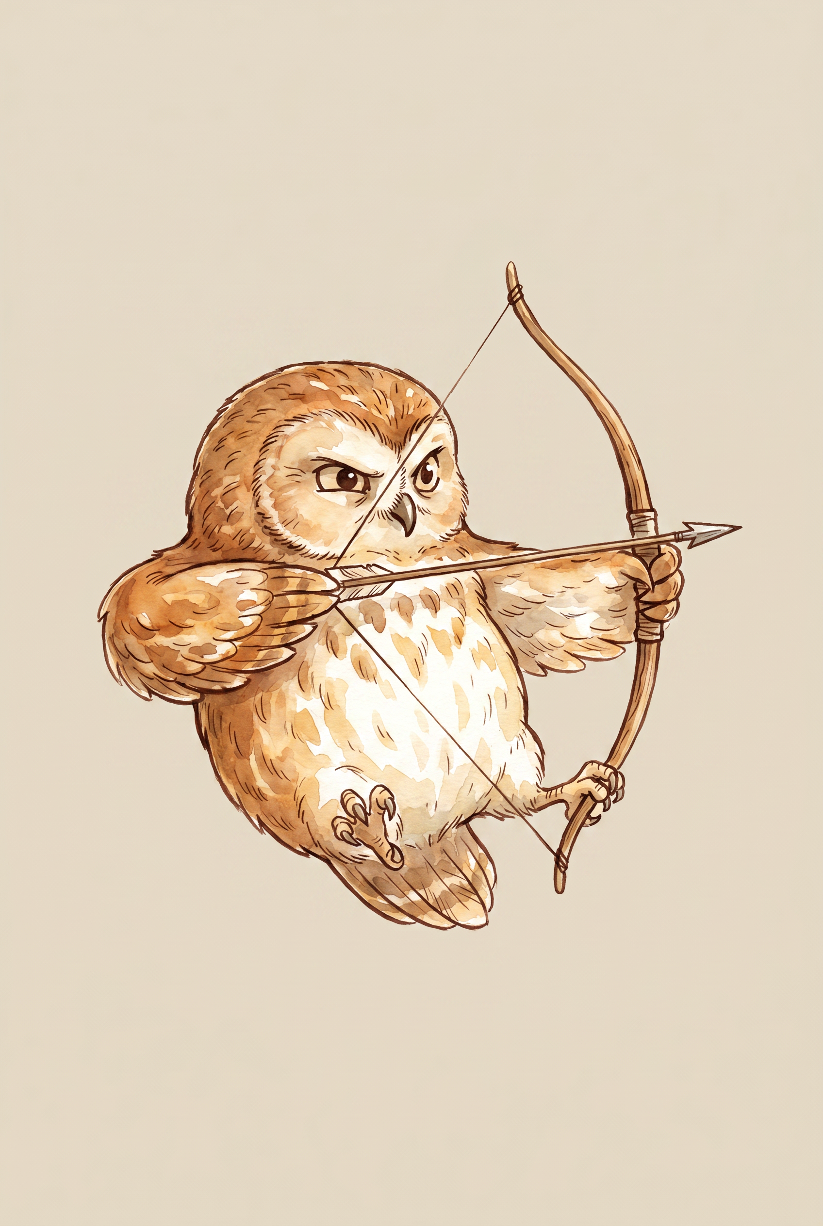 Determined Brown Archer Owl Wall Art - Feathered Archer