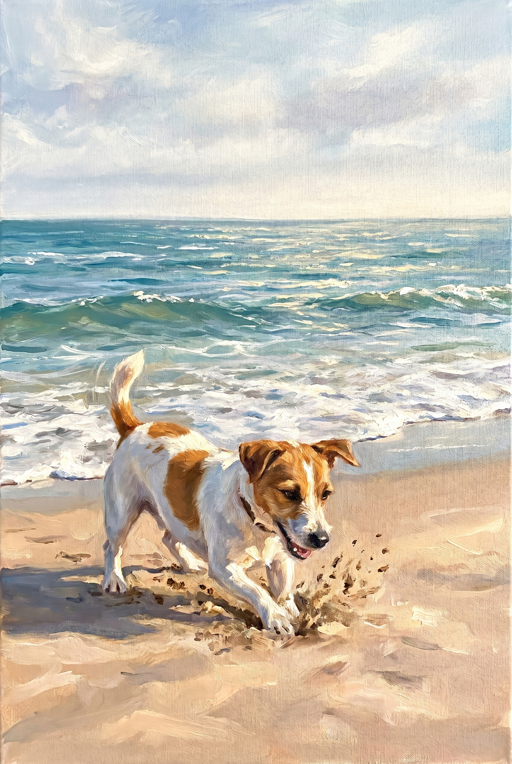 Digging Sand Jack Russell Dog Wall Art - Sandy Paws Play